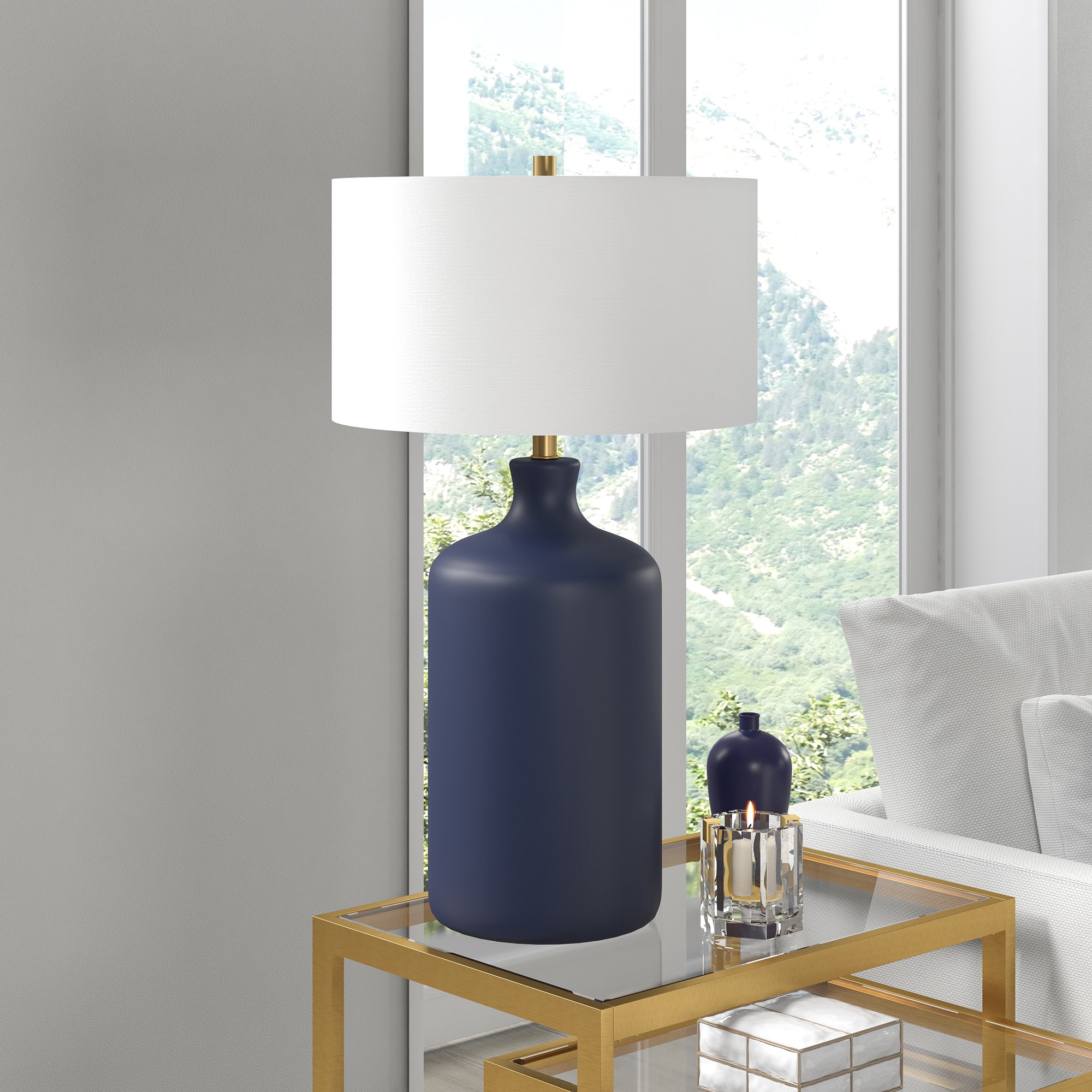 Hailey Home Sloane 29-in Matte Navy Rotary Socket Table Lamp with ...