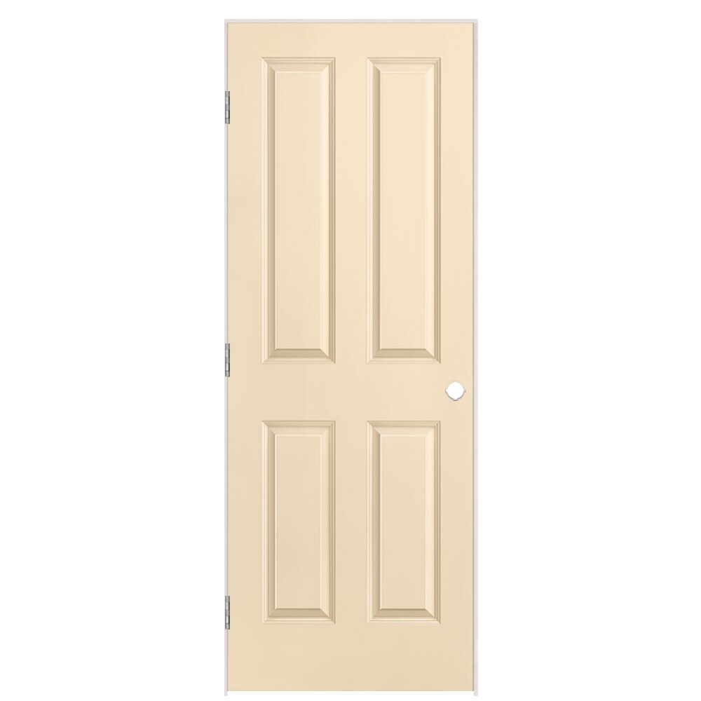 Masonite 1316297 30-in x 80-in Cream N Sugar Hollow core 4 panel square Right hand Smooth Prefinished Molded composite Flat Jamb Single Prehung Interior Door