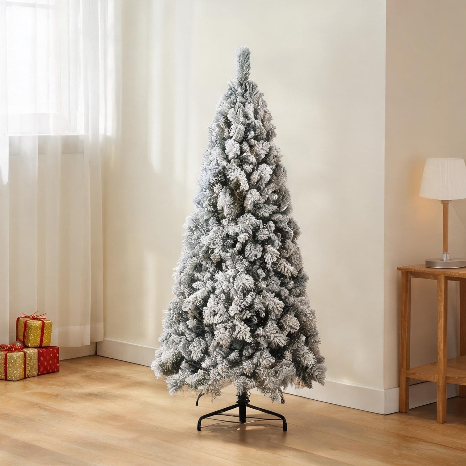 Watnature Christmas Trees combining White Pvc and 5 in with Corded Electric 5ft White-Toned PVC Artificial Christmas Tree