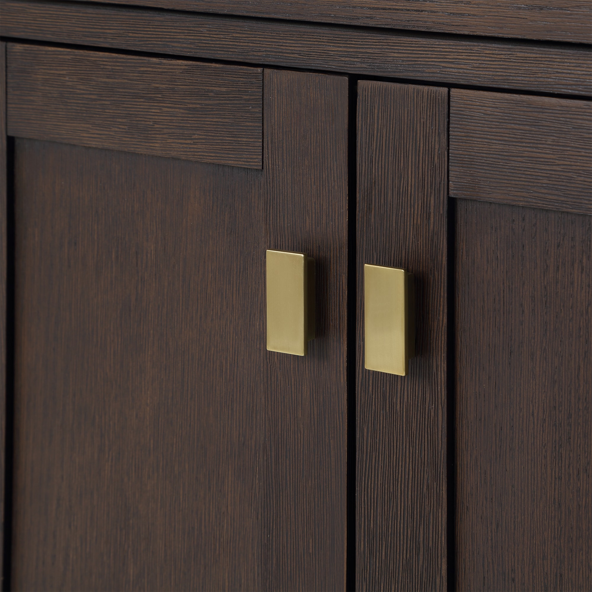 Chestnut 60" Brown Oak Double Bathroom Vanity with Gold Accents