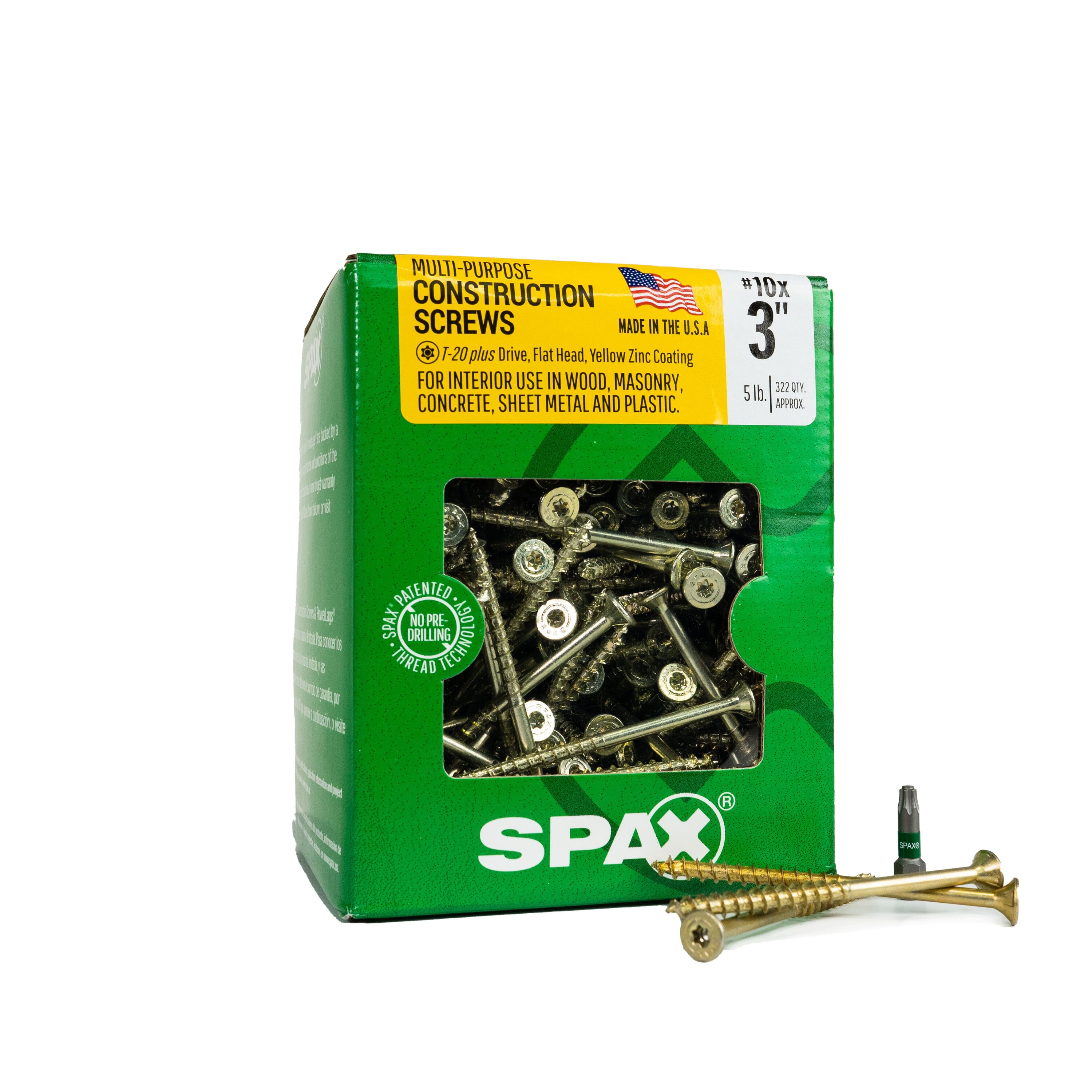 SPAX 4191020500757 Construction Framing Countersunk Flush Finish #10 x 3-in Yellow zinc Interior Wood screws ( 322 -Per Box )