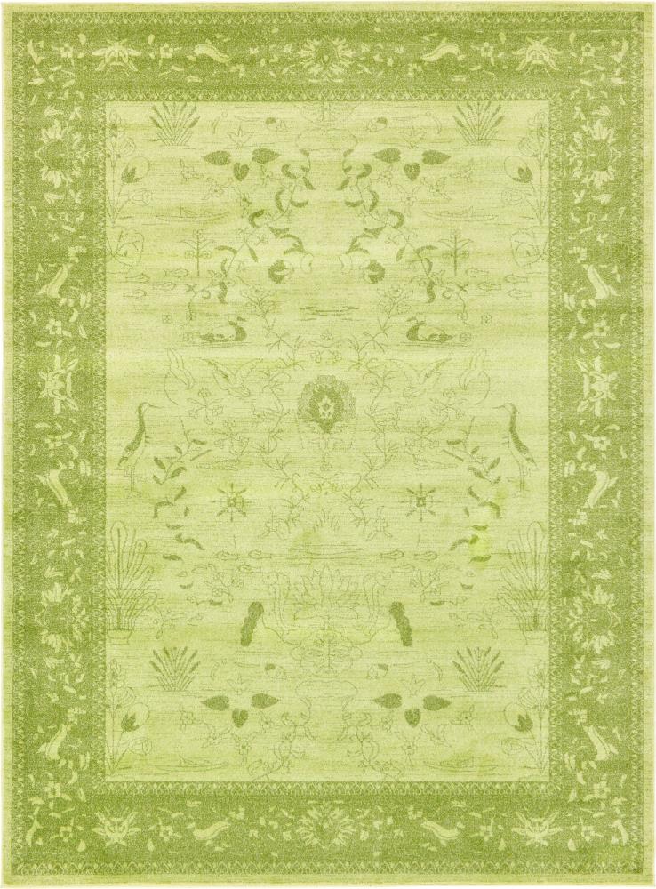 Unique Loom 3121683 Floral La Jolla 8 x 11 (ft) Loomed Polypropylene Light Green/Green Rectangular Indoor Floral/Botanical Area rug