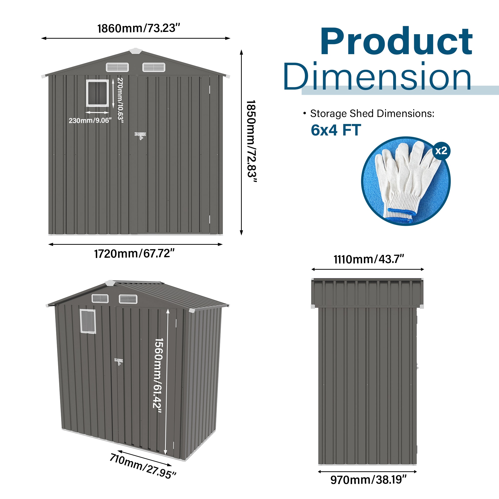 WELLFOR GIZHF441BN Metal-Storage-Buildings-Sheds - View #6