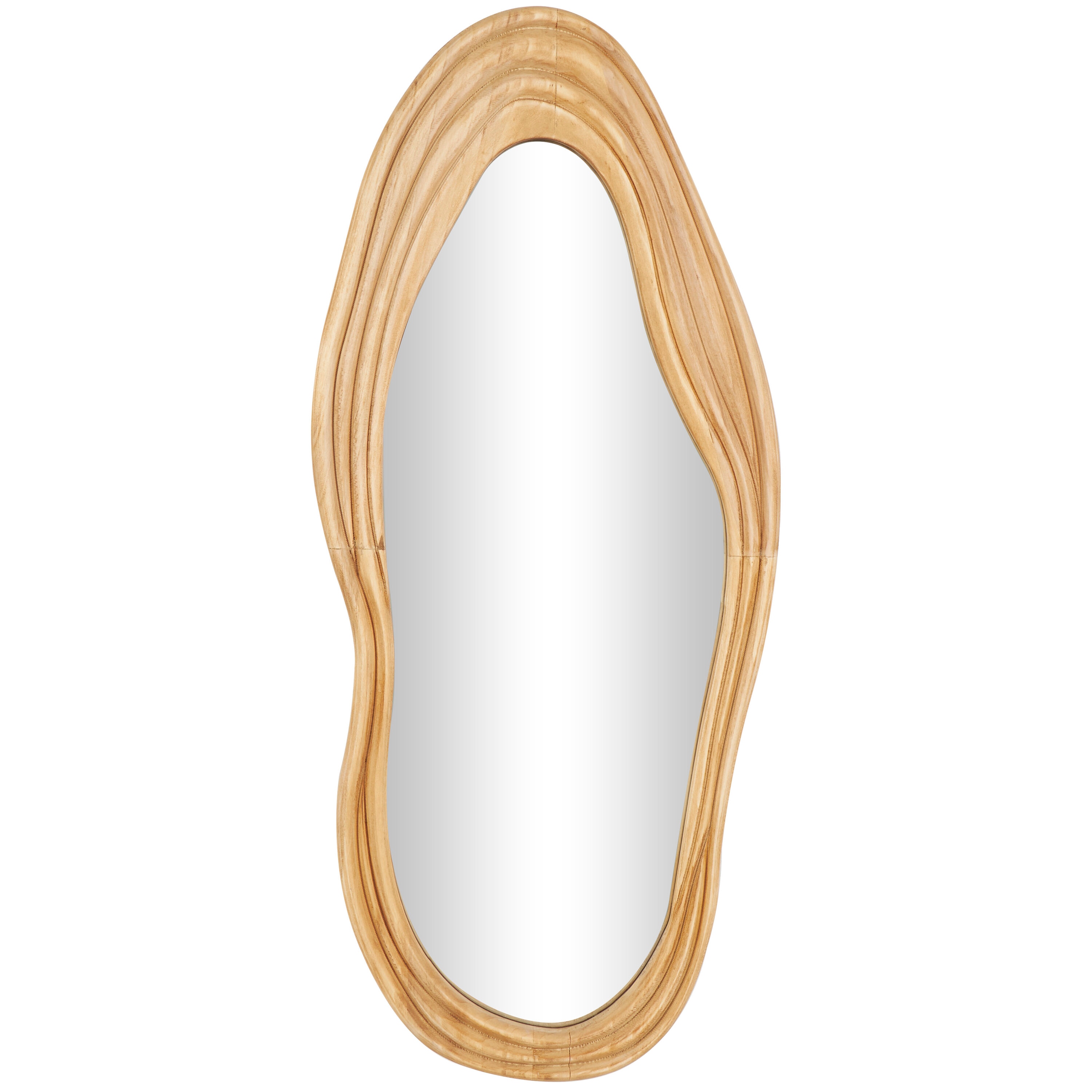 Asymmetrical Natural Brown Wood Full Length Mirror