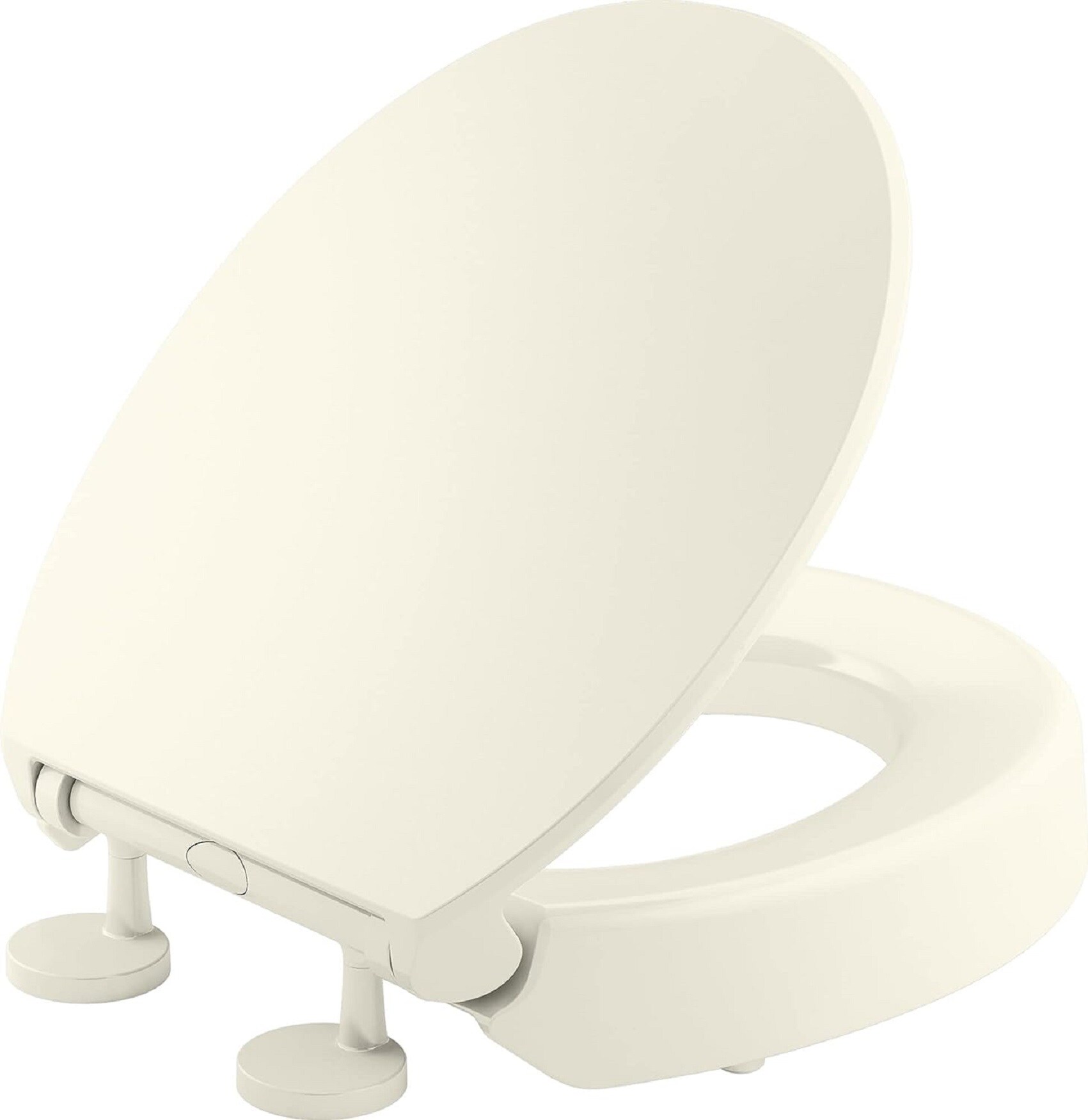 Biscuit Round Elevated Plastic Toilet Seat with Quiet-Close Lid