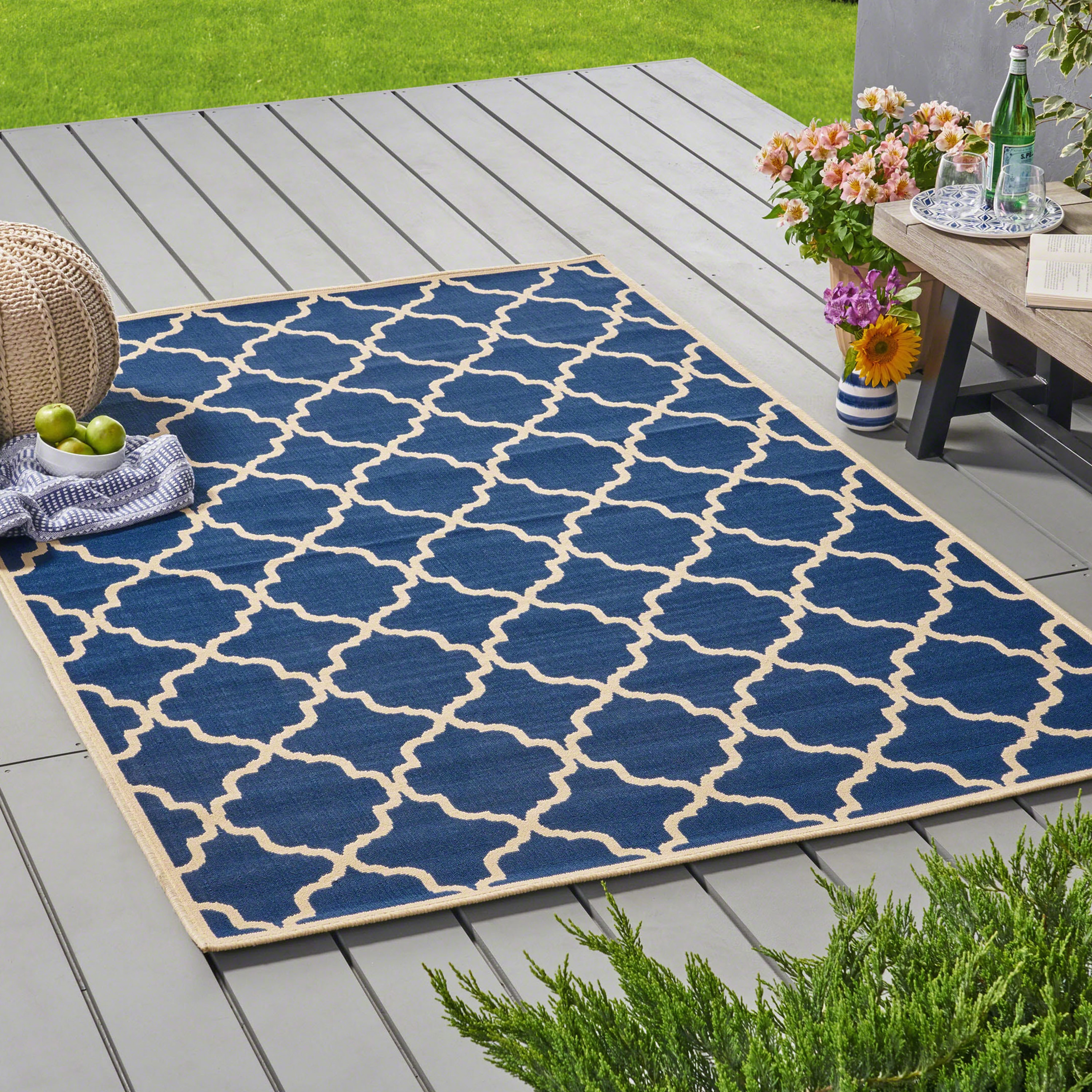 ToolCat NGG39-17-MT 5 x 8 (ft) Polyester Navy Rectangular Indoor/Outdoor Area rug