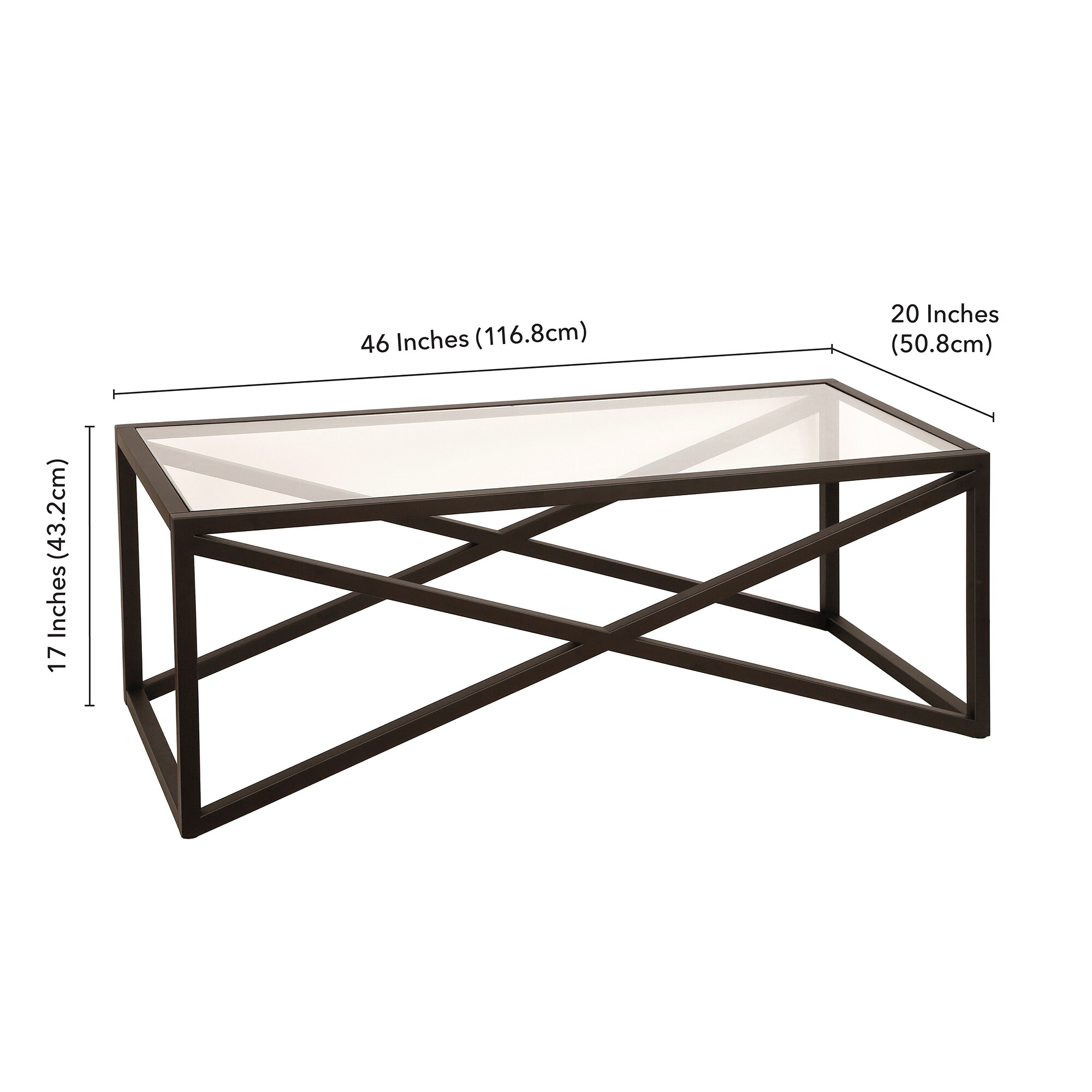 Urban Geometric 46" Blackened Bronze Glass Coffee Table