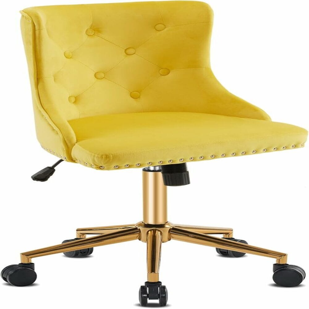 Outopee LO1G98000316 Yellow Contemporary Ergonomic Adjustable Height Swivel Foam Desk Chair