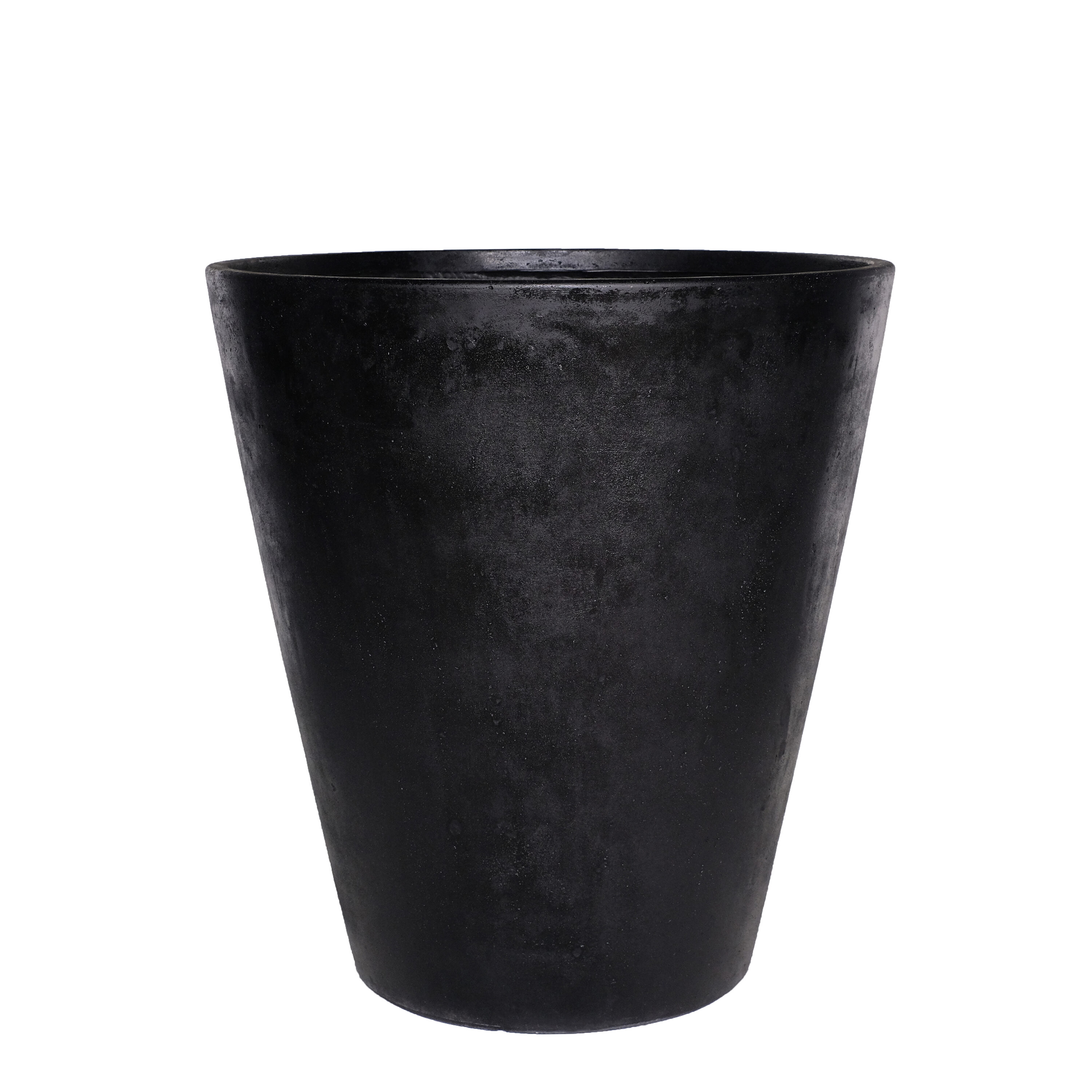 MPG Planters PF2433BL Round 20-Inches W Extra Large Black Stone Outdoor Planter with Drainage Holes