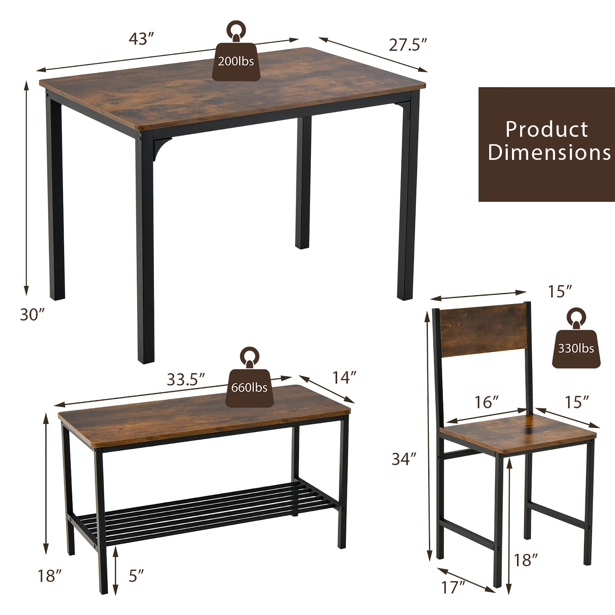 Goplus LWS00427 Dining-Sets - View #2