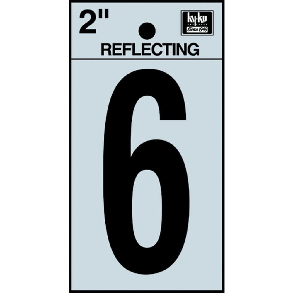 HY-C Hy-Ko Reflective Black Self-Adhesive Number 6 2 in.