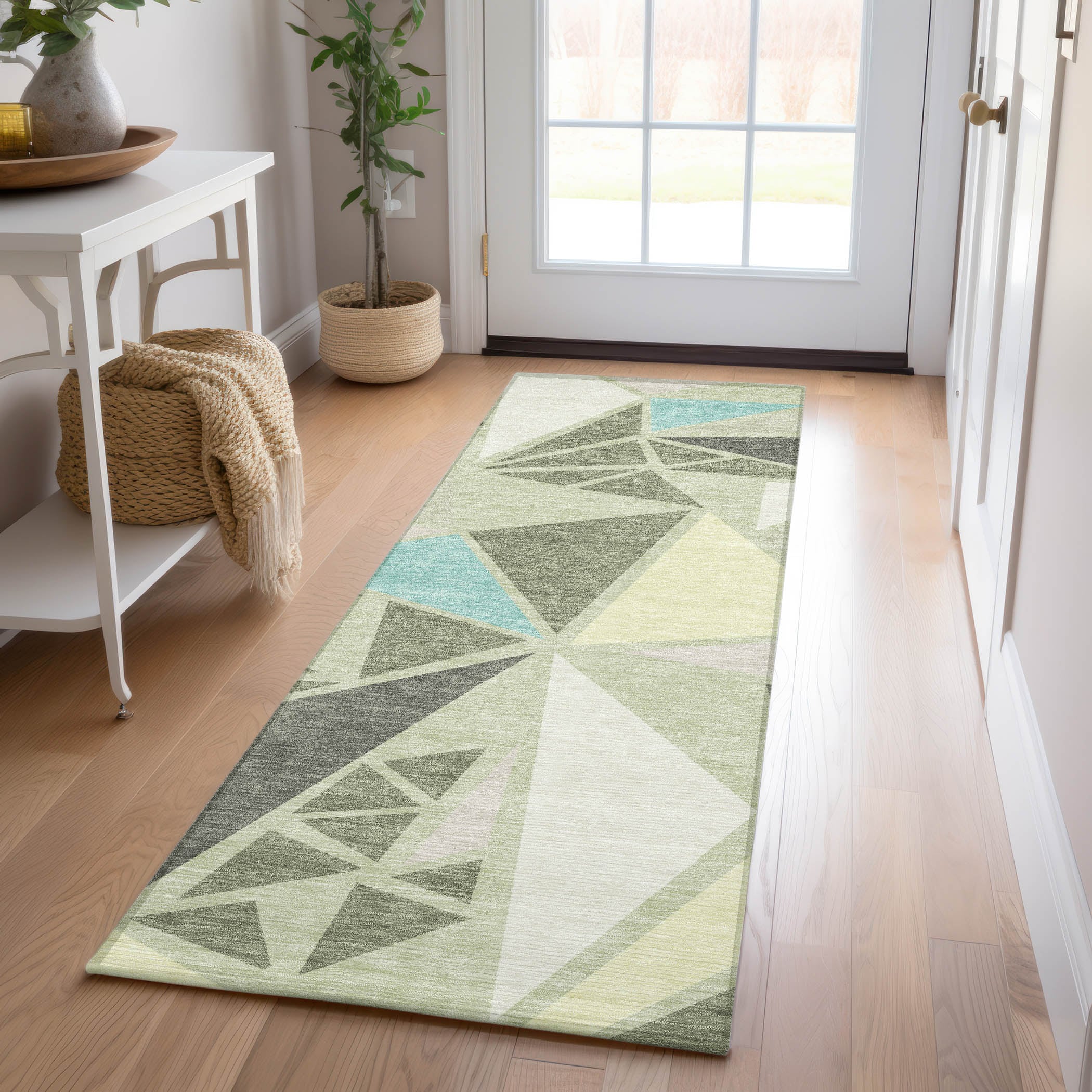 Addison Rugs ACN1039AL2X8 Chantille ACN1039AL 2 x 7 (ft) Polyester Aloe Rectangular Indoor/Outdoor Geometric Machine washable Runner rug