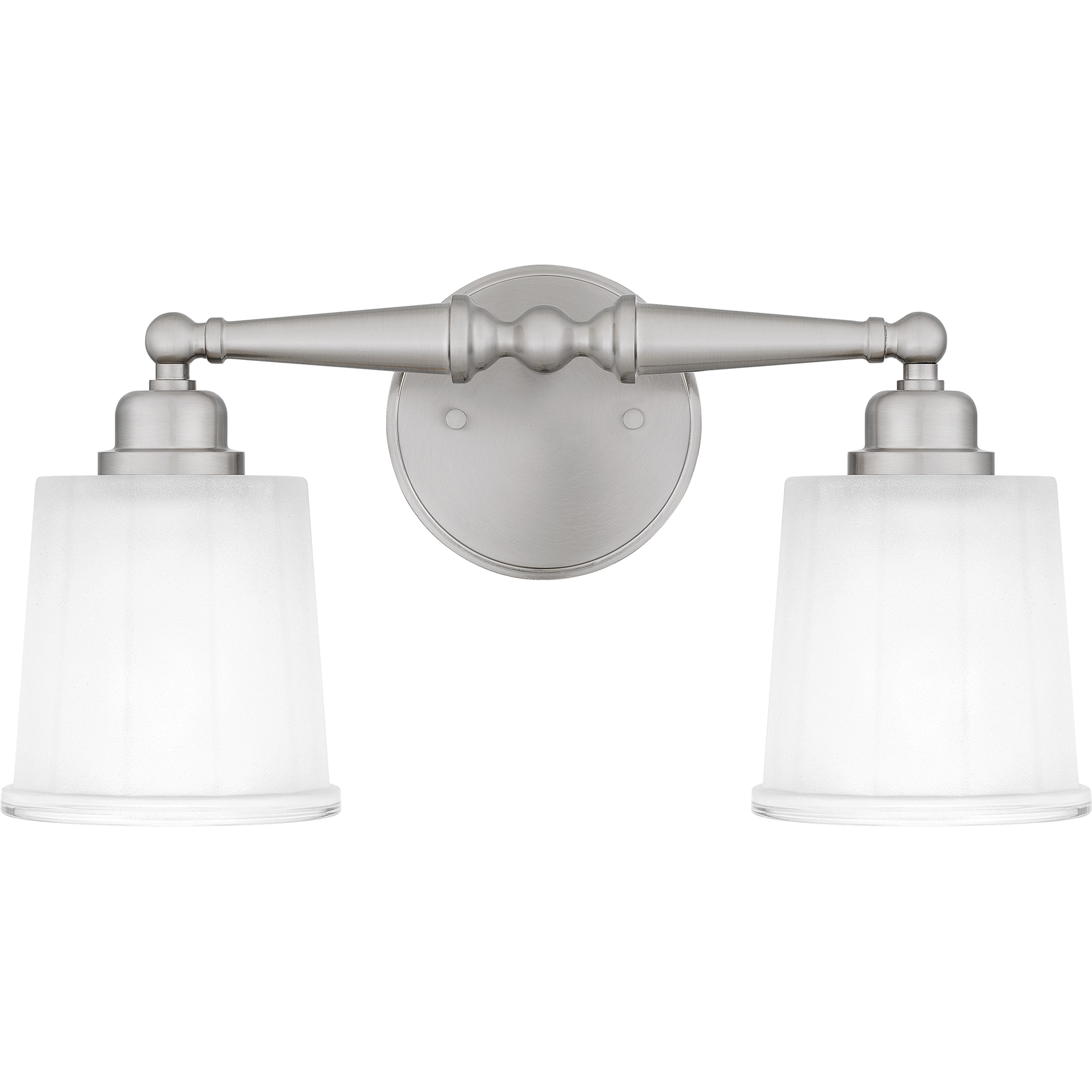 Cecilia Brushed Nickel 2-Light Vanity with Sandblasted Glass Shades