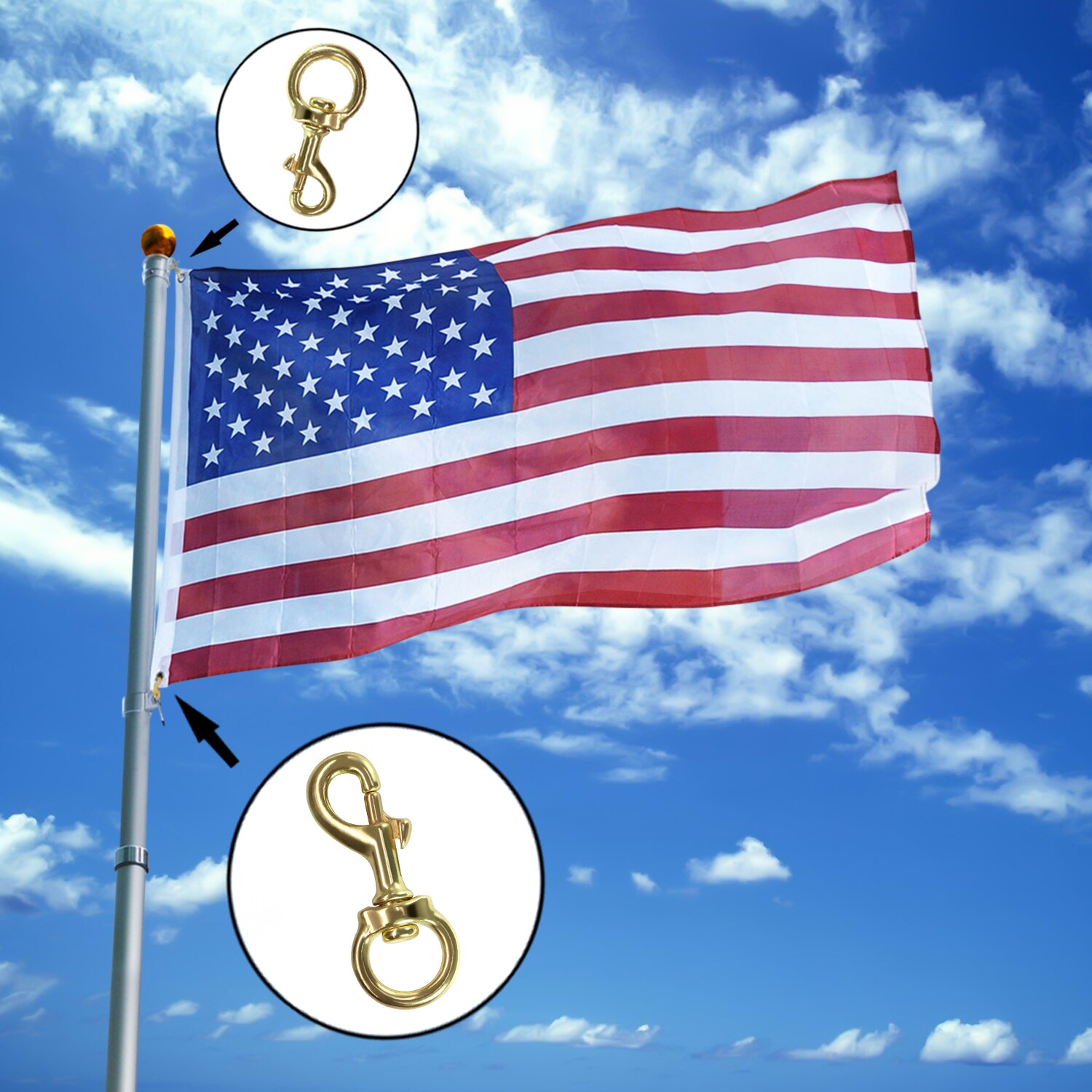 Anley Brass Swivel Snap Hook - 3.3 Inch in the Flag Accessories department  at