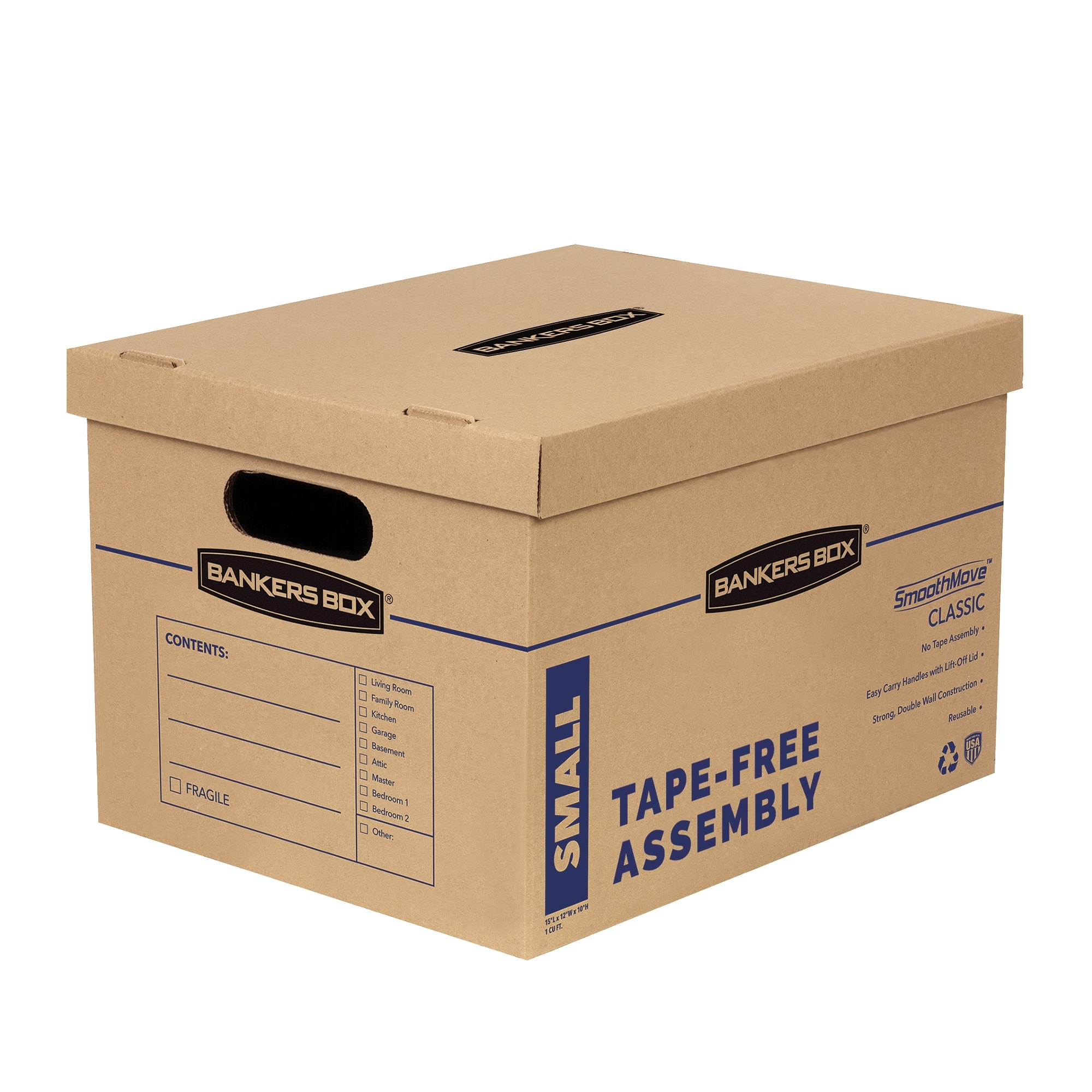 BANKERS BOX 17.63-in W x 17.38-in H x 22.25-in D SmoothMove Classic Moving  Boxes 2-Pack Large Heavy Duty Recycled Cardboard Moving Box with Handle  Holes in the Moving Boxes department at