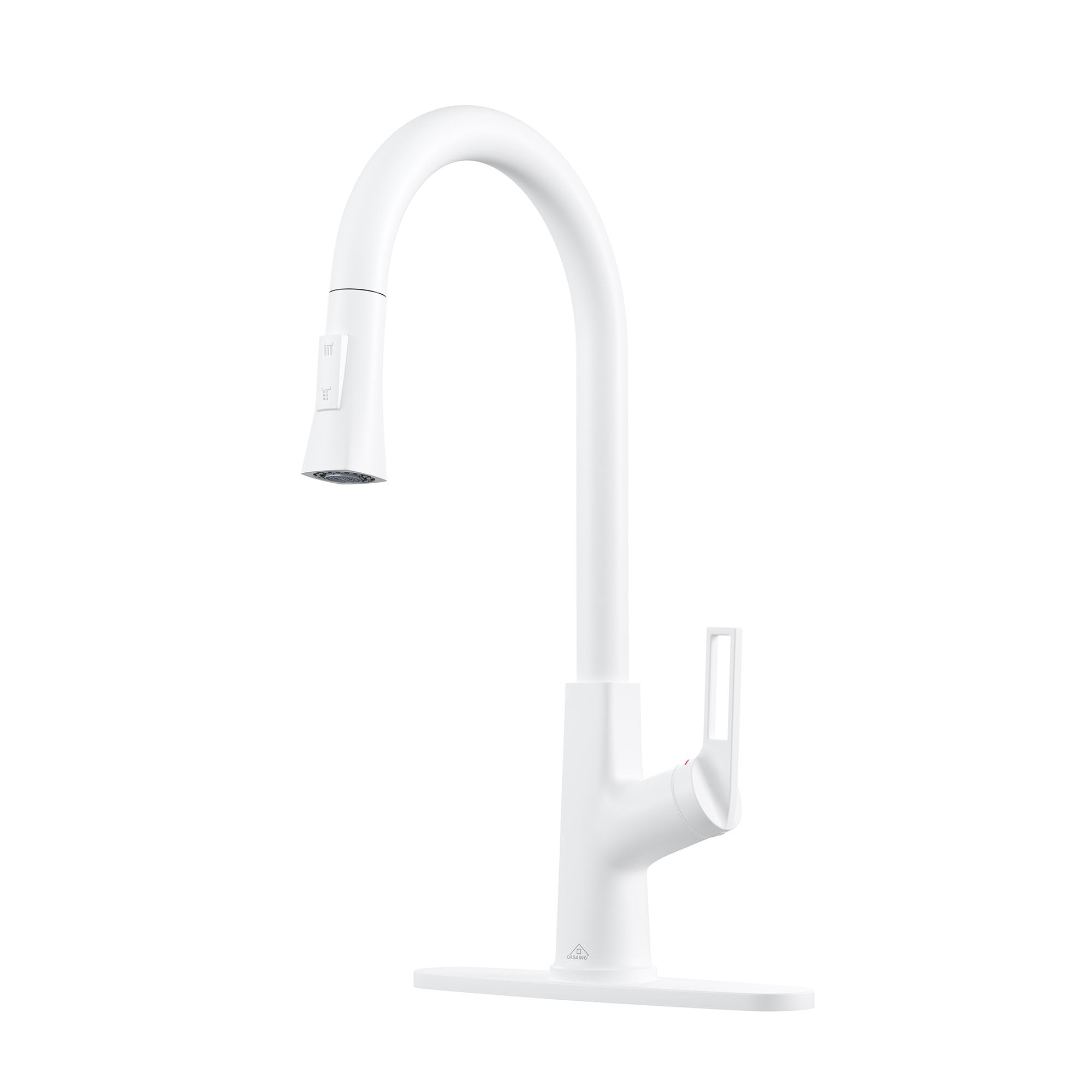 CASAINC CA-D4172-MW Matte Wihte Single Handle Deck-mount Pull-out Kitchen Faucet with Sprayer ( Deck Plate Included )