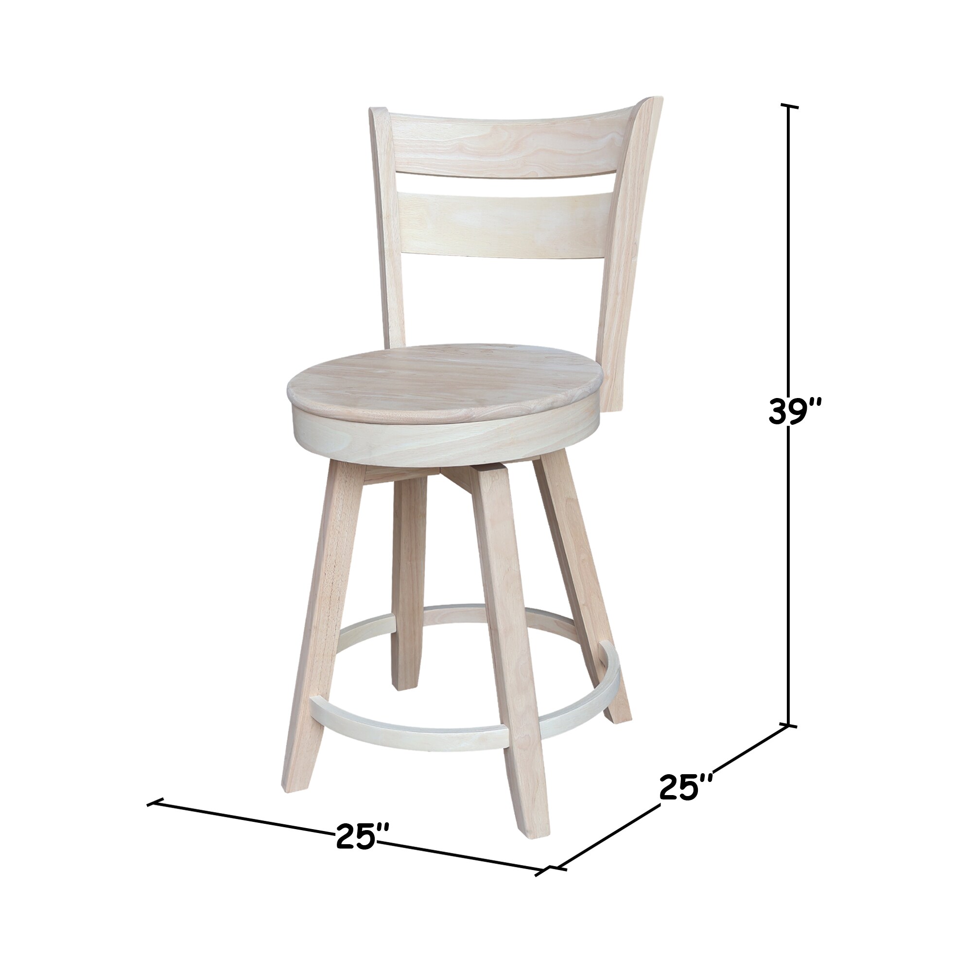 International Concepts Unfinished 24-in H Counter height Swivel Wood ...