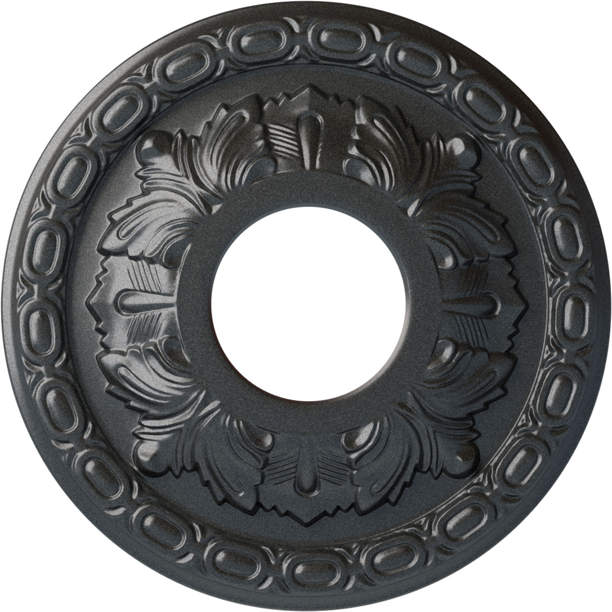 Ekena Millwork CM11LFPES Leaf 11.375-in W x 11.375-in L Painted Pewter Polyurethane Whole Ceiling Medallion