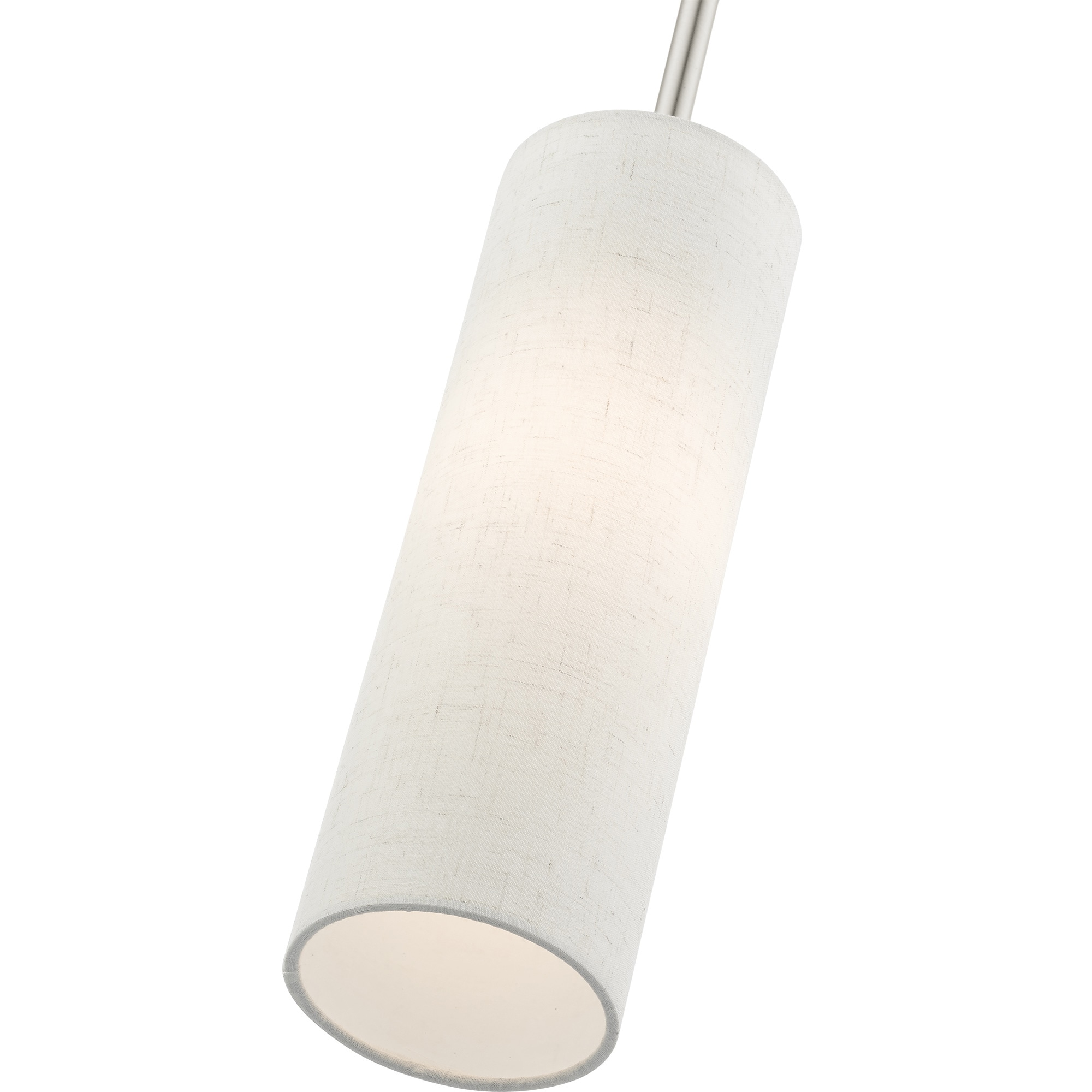 Contemporary Brushed Nickel Mini Pendant with Oatmeal Fabric Shade