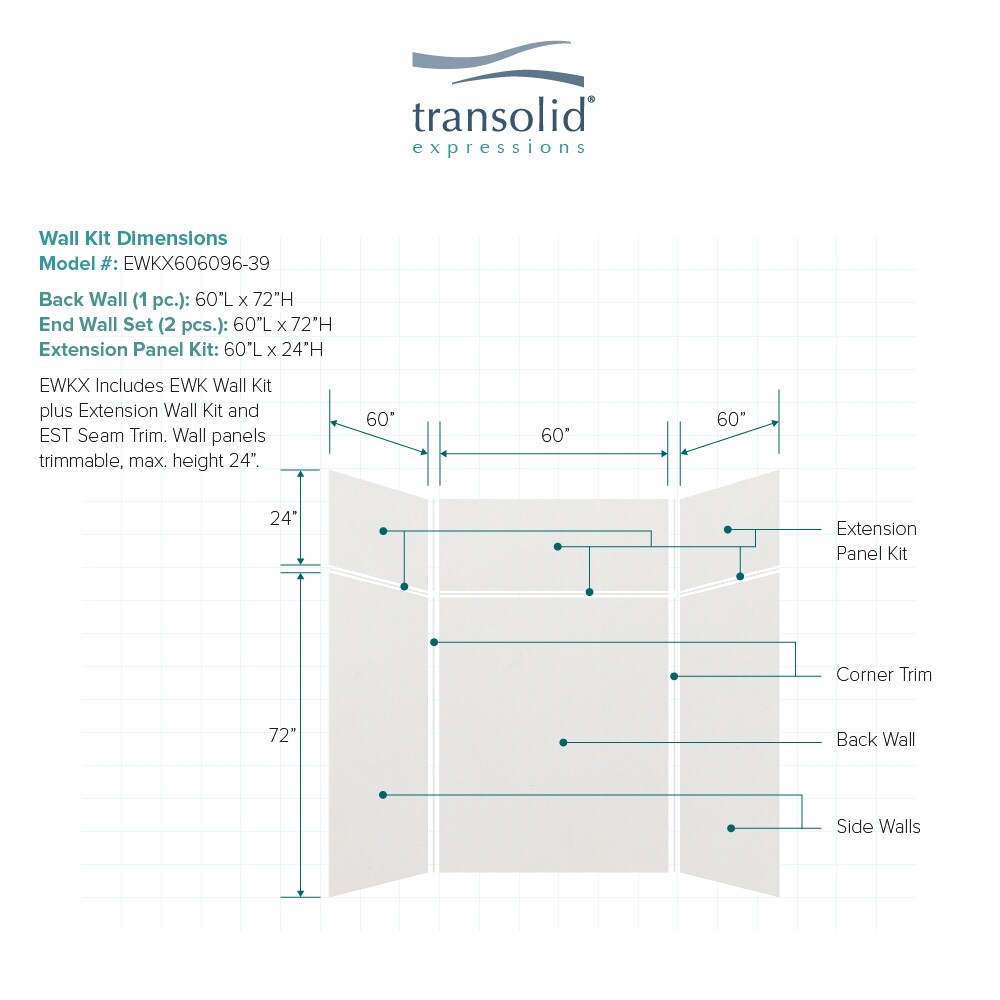Transolid EWKX606096-39 Shower-Wall-Surrounds - View #2