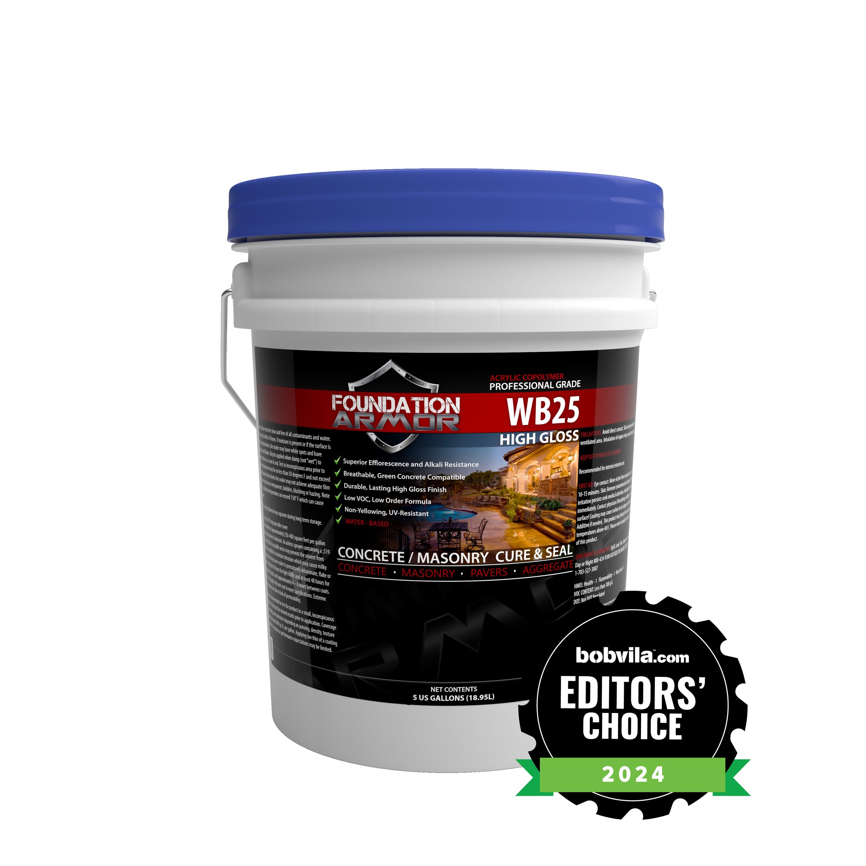 Foundation Armor WB255GAL WB25 Water Based Acrylic Clear High Gloss Acrylic High-gloss Ready-to-use Concrete sealer ( 5-gallon )