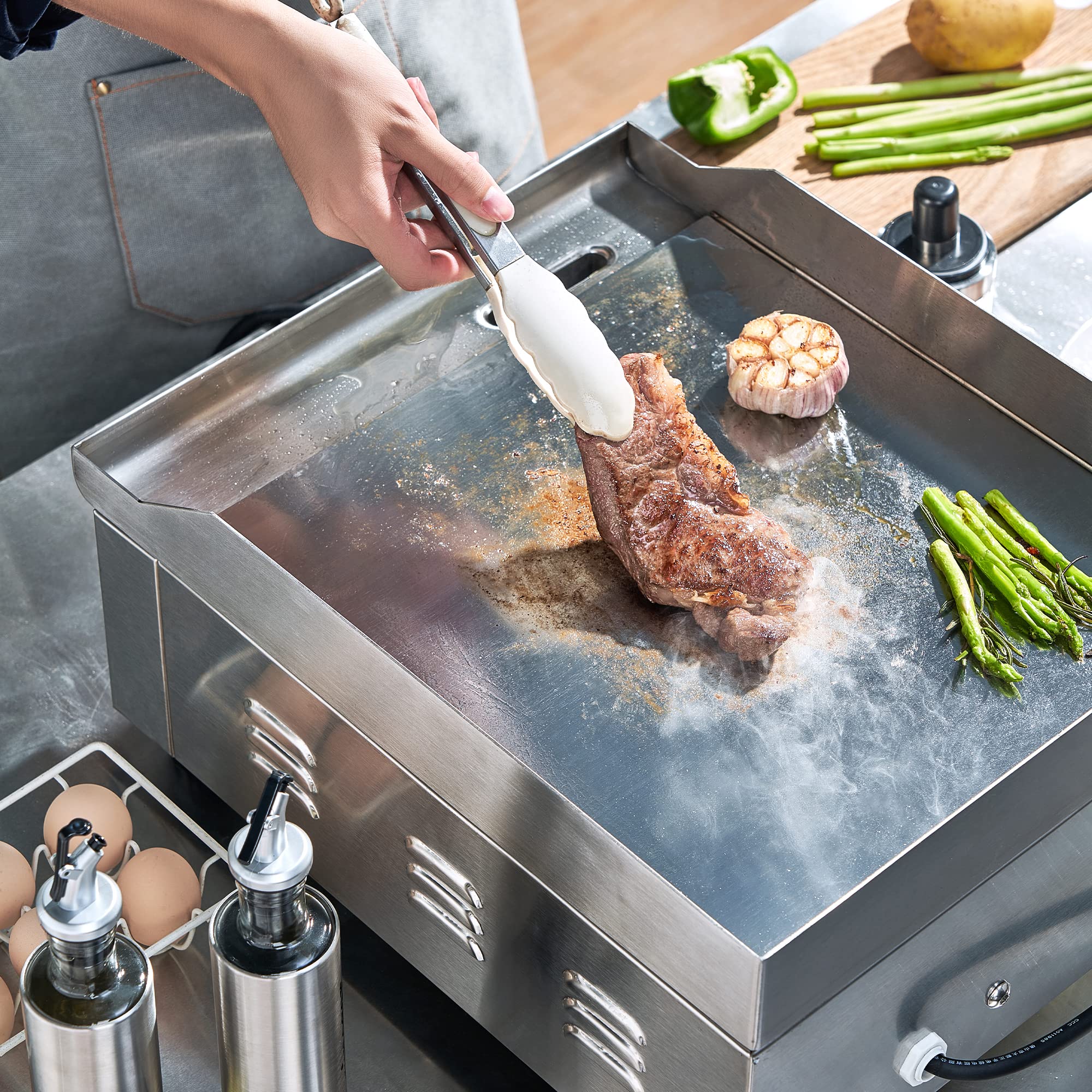 JVFCXXV 14 Inch Electric Griddle Nonstick Flat Top Grill Stainless