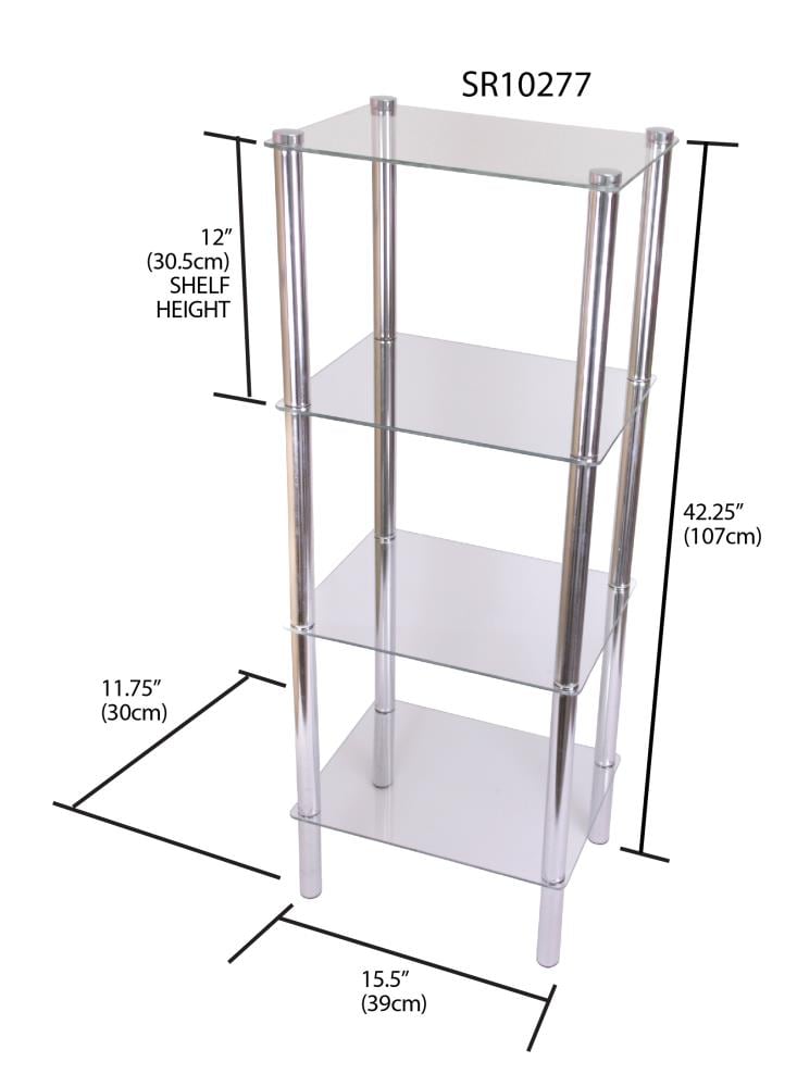 Home Basics Glass 2-Tier Glass Freestanding Bathroom Shelf in the ...