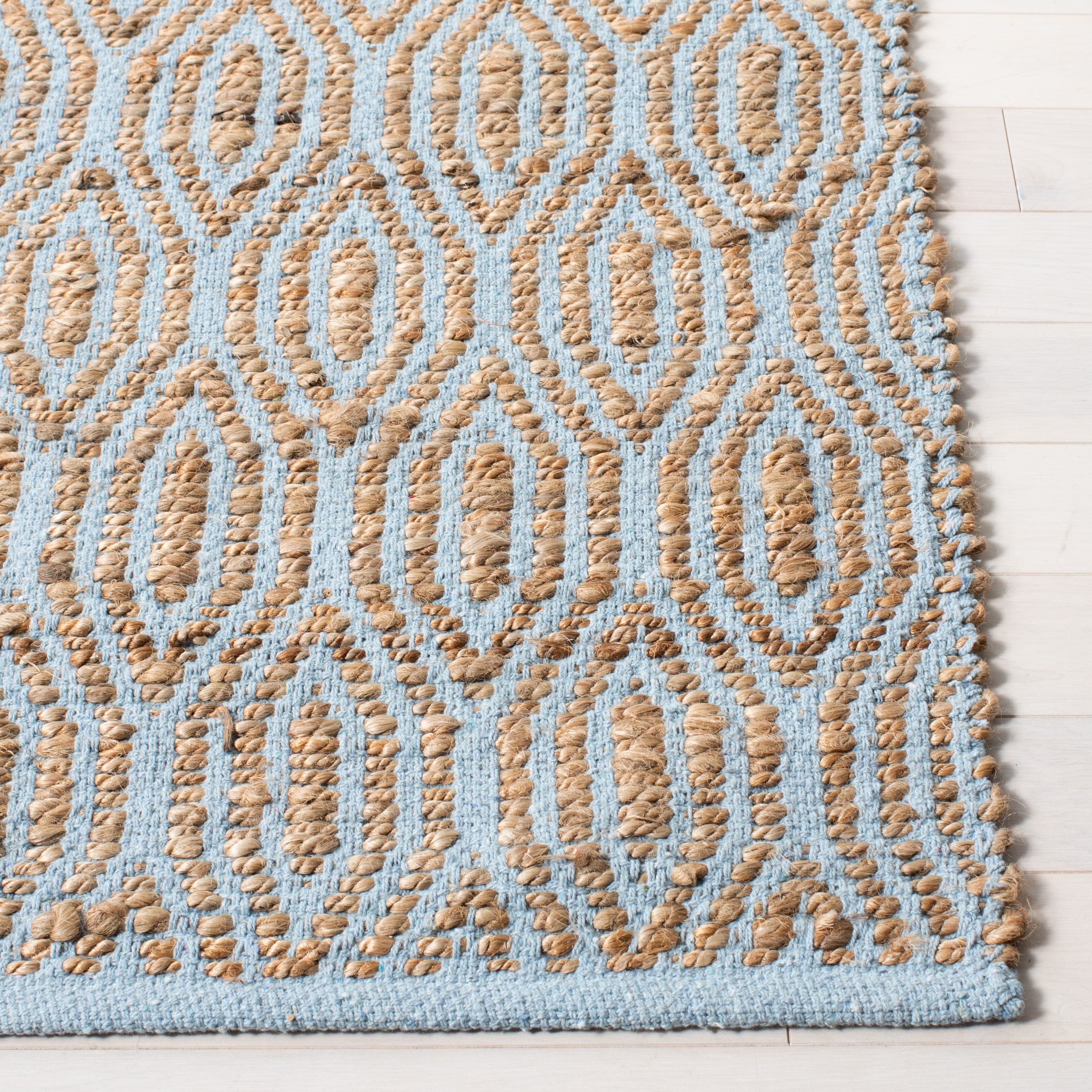Silver and Natural Geometric Cotton Handmade 4' x 6' Rug