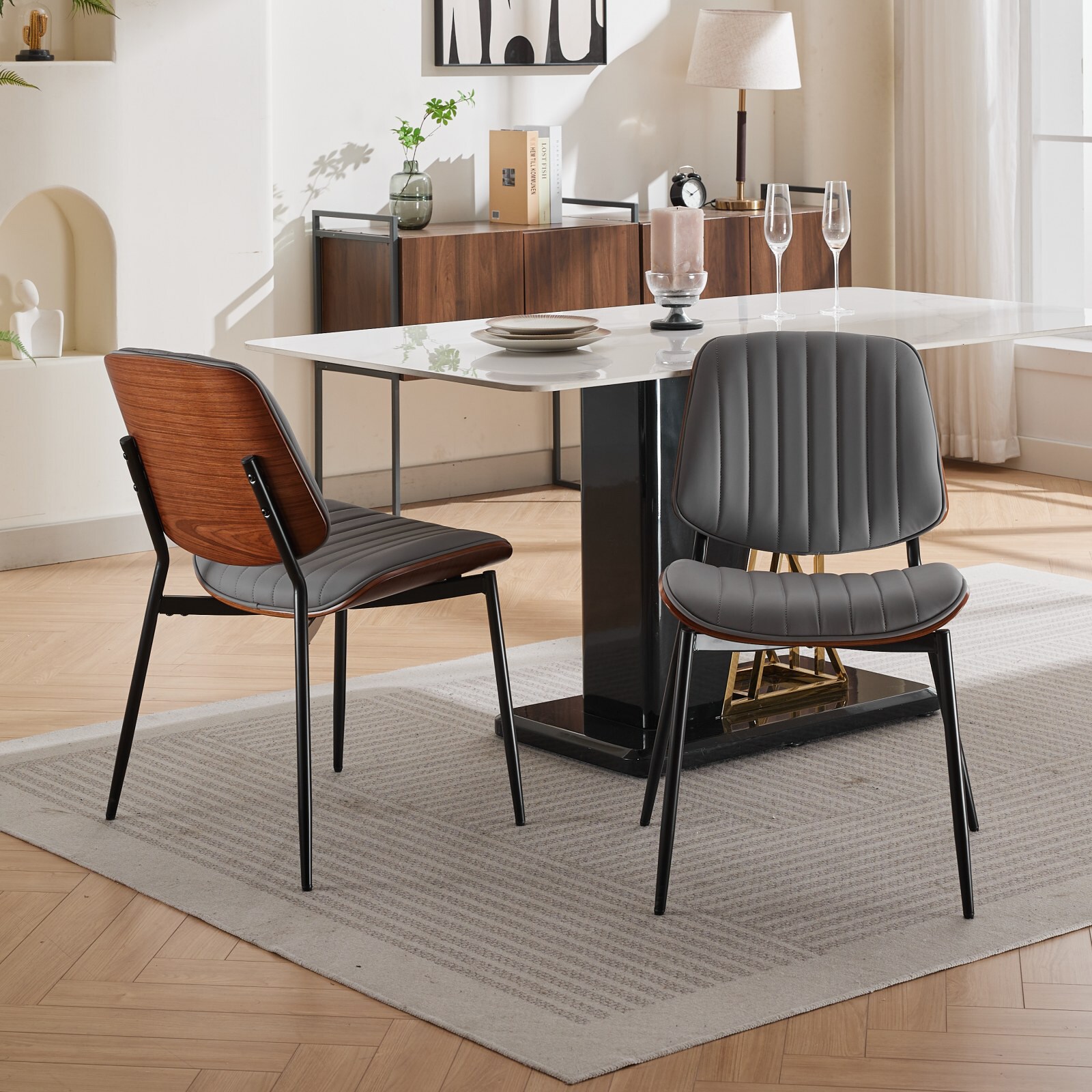 Hrinhom HC-N7016-GRAY PU Dining-Chairs - View #2