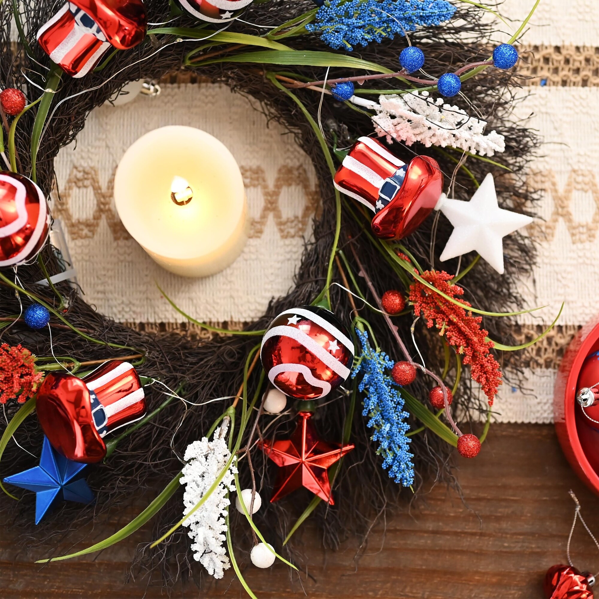 LILILIAN FMY Patriotic Fourth of July Wreath for Front Door Eighteen ...