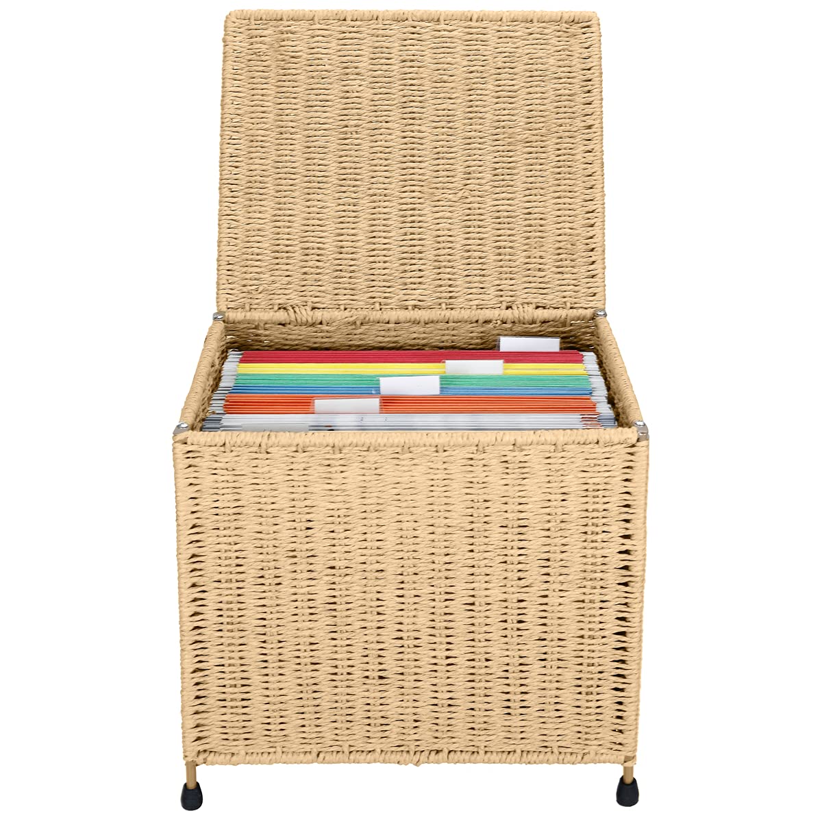 KIWDZFU Natural Seagrass Letter Size File Box Organizer Collapsible ...