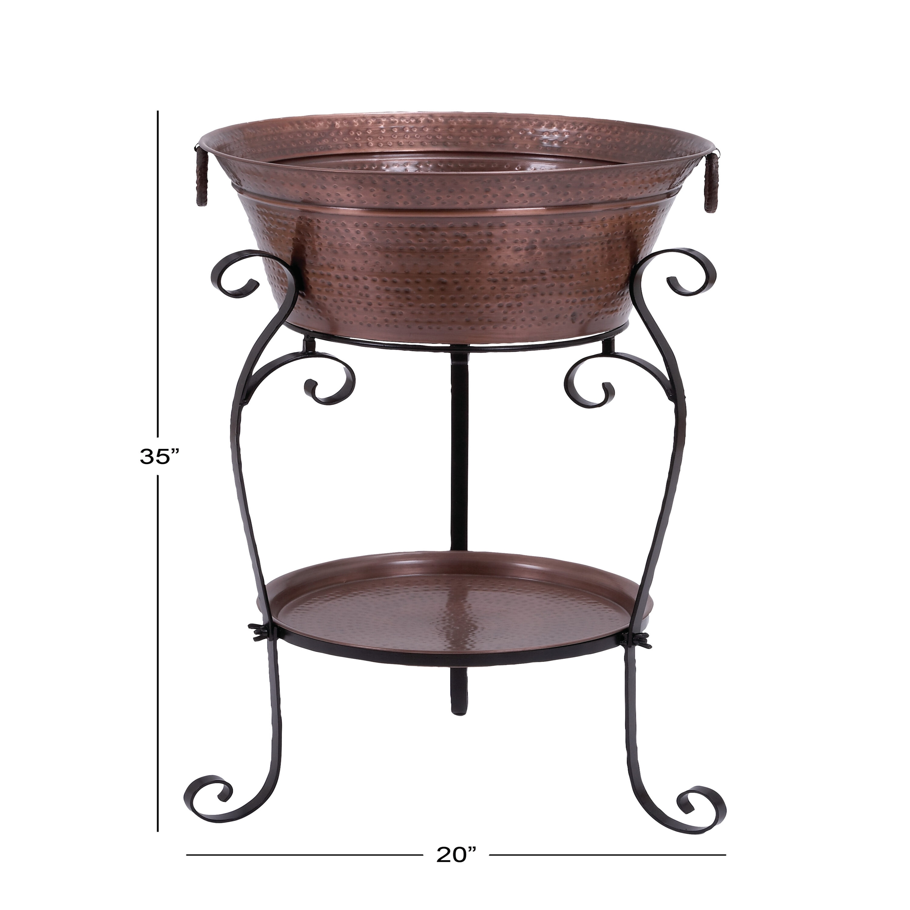 XL Copper Finish Metal Ice Bucket with Stand