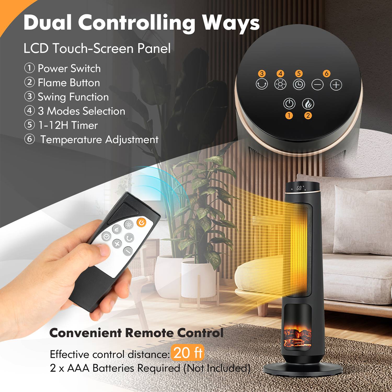 Costway CSHY001420 Portable-Electric-Heat - View #6