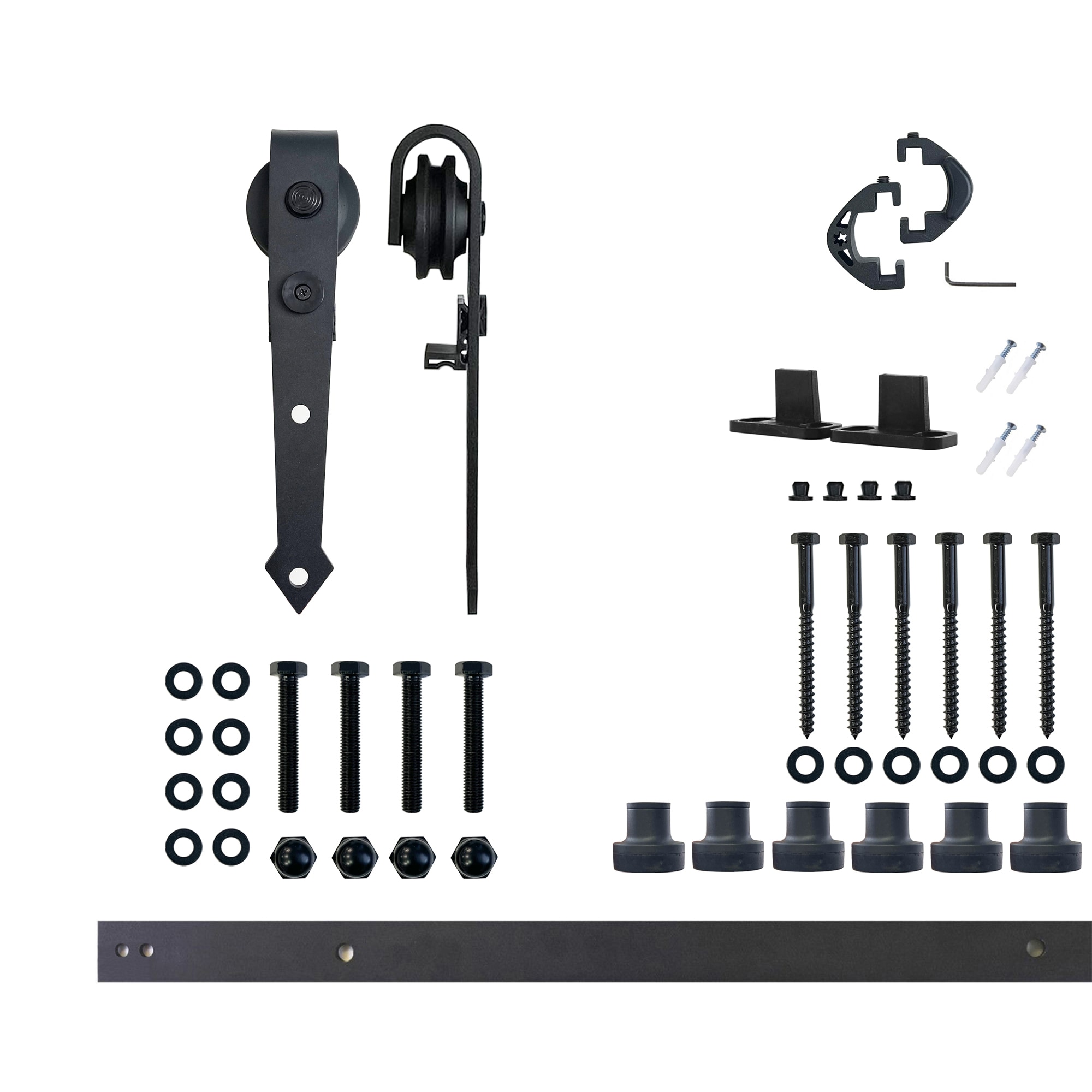 HOMACER JT1TGH096C 96-in Rustic black Black Indoor Arrow Single Barn door hardware kit