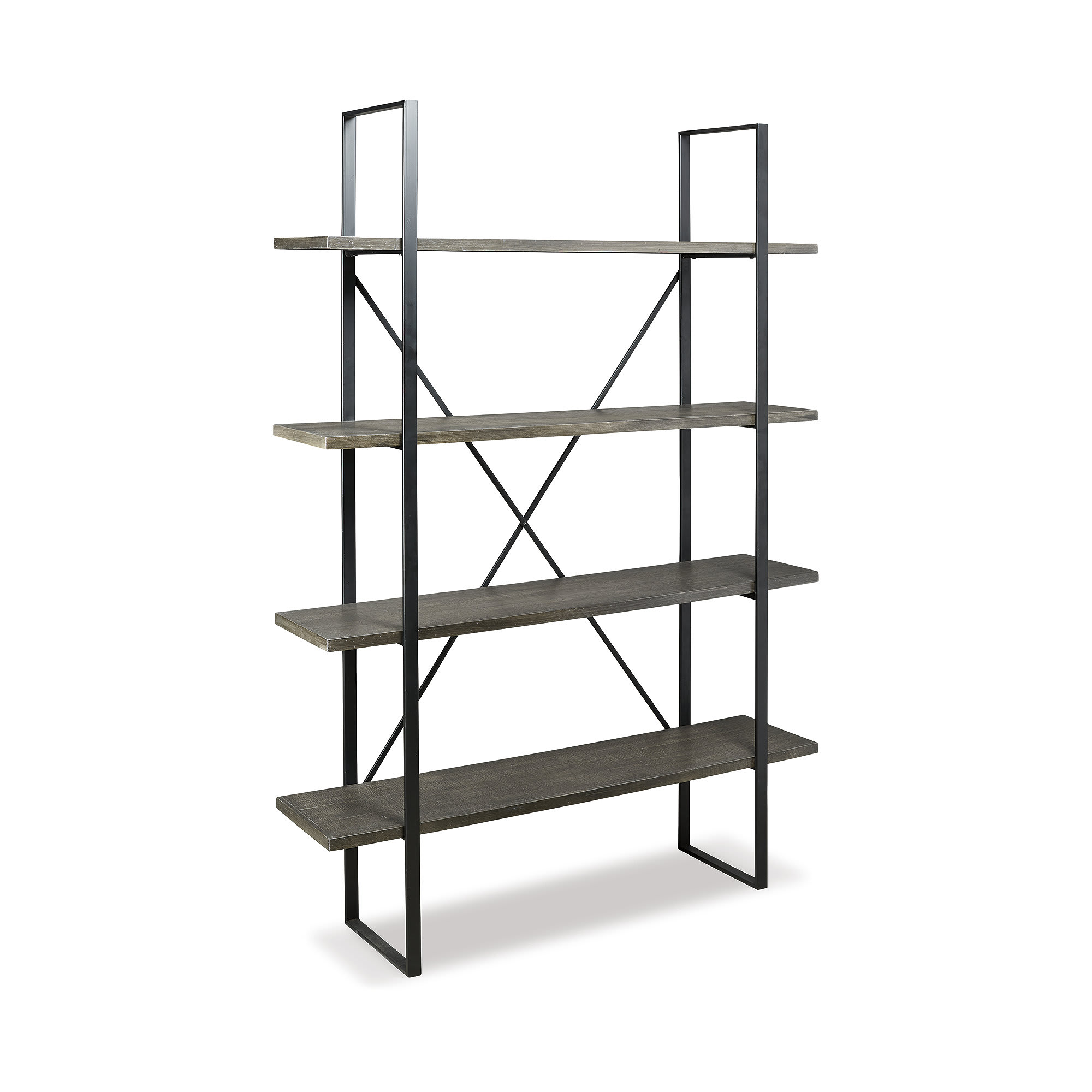 Signature Design by Ashley A4000017 Gilesgrove 72 Inch Dark Brown Wood and Black Metal Bookcase with Four Fixed Shelves