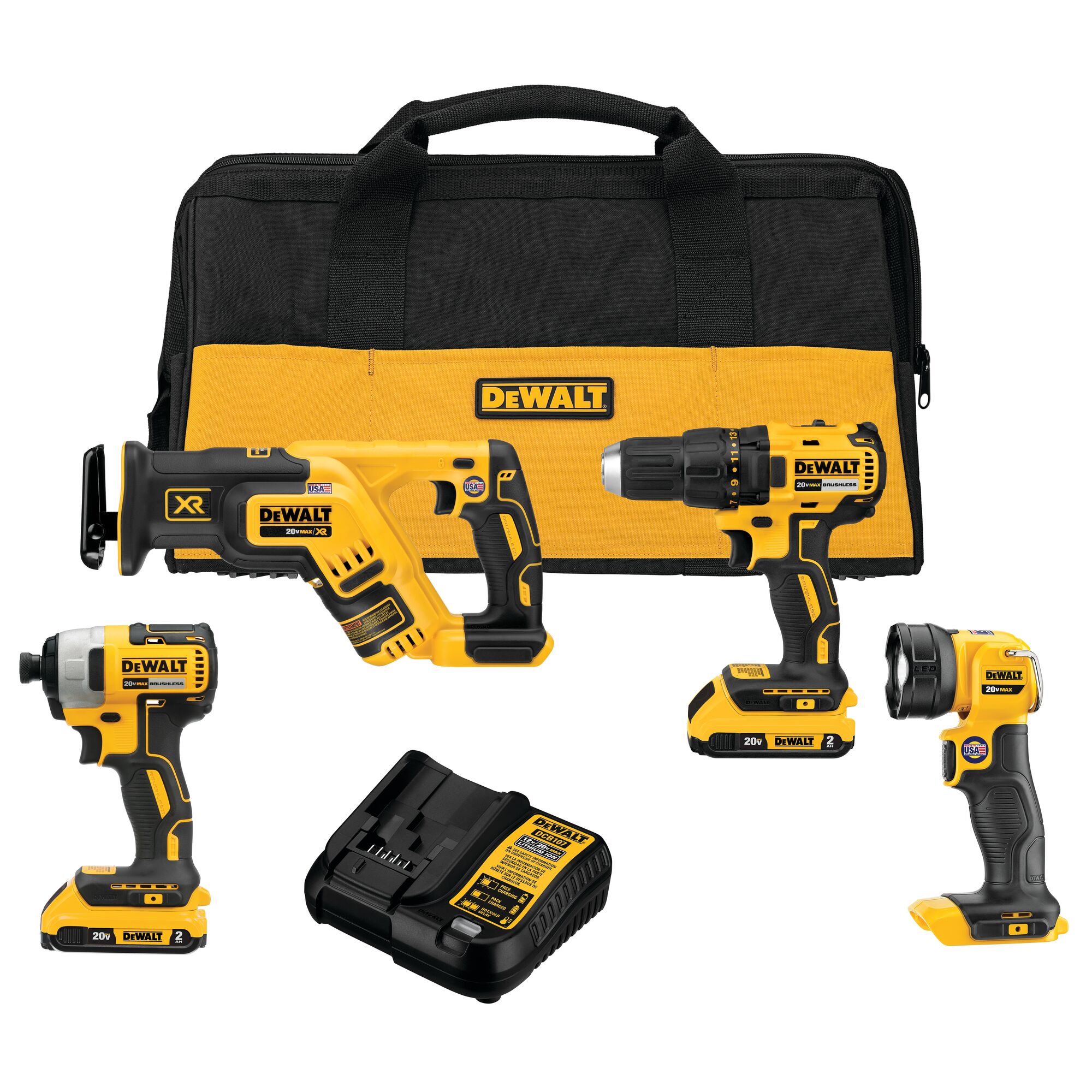 4-Tool 20-Volt Max Brushless Power Tool Combo Kit Soft Case (2-Batteries charger Included) in the Tool Combo Kits department at Lowes.com