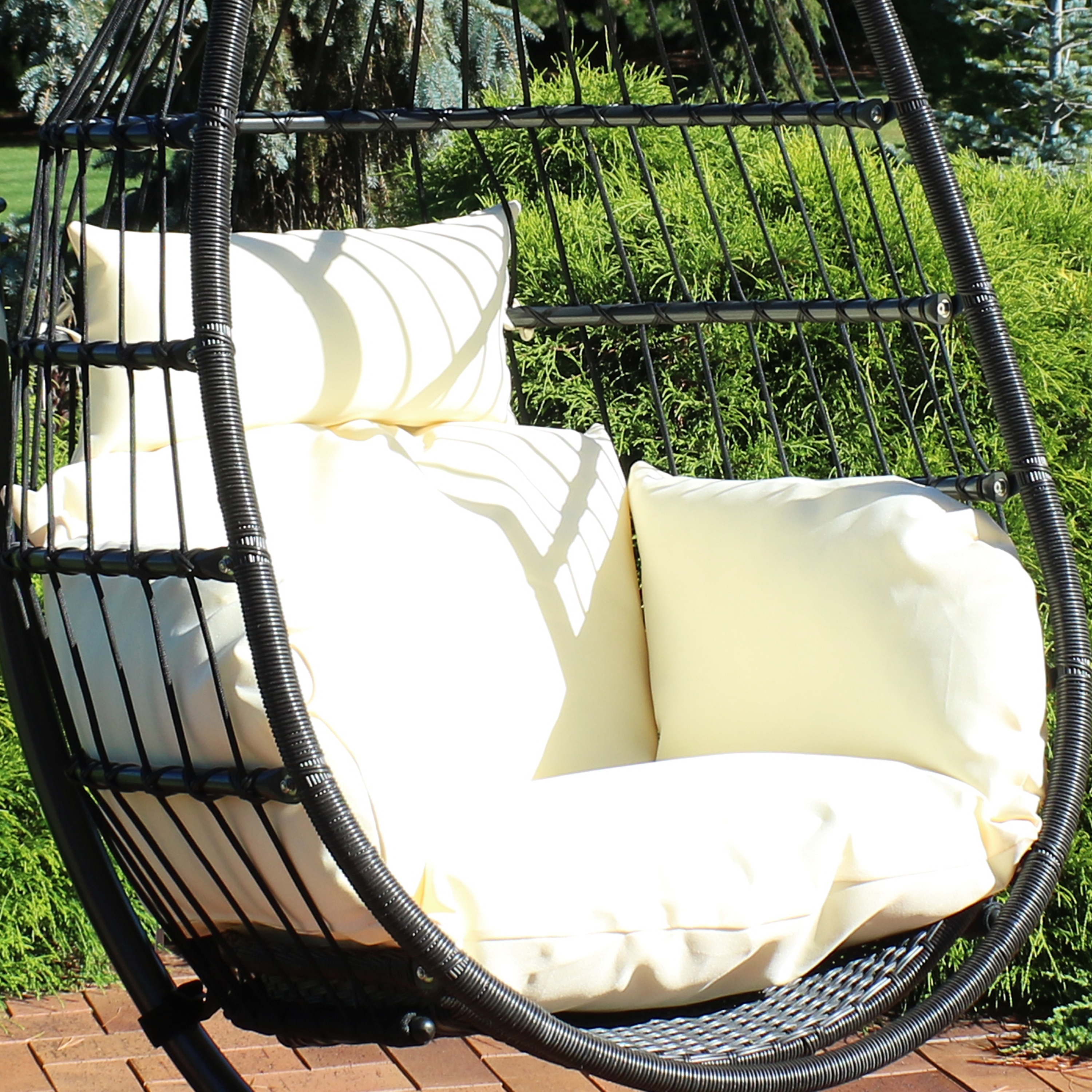 Sunnydaze Decor AJ-180-197-CUSH 21-in x 25-in 2 -Piece Cream Patio chair cushion