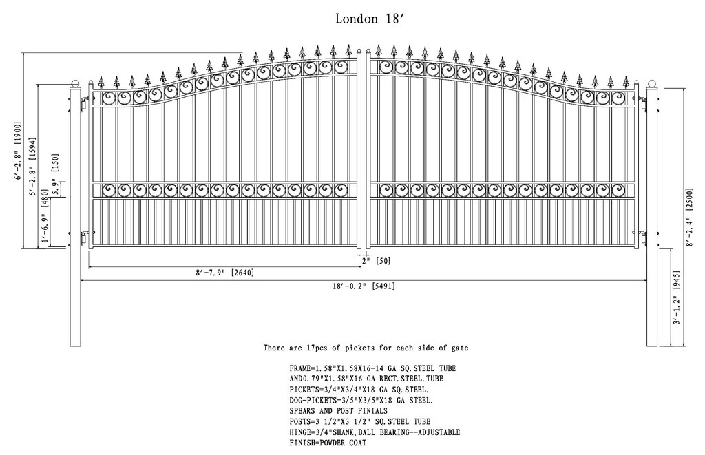 ALEKO 18-ft x 6-ft Black Galvanized Steel Driveway Gate in the Driveway ...