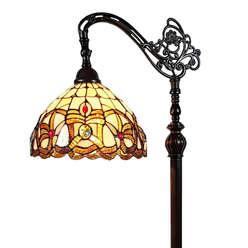 Amora Lighting Tiffany Stained Glass Vintage Reading Floor Lamp 62-in ...