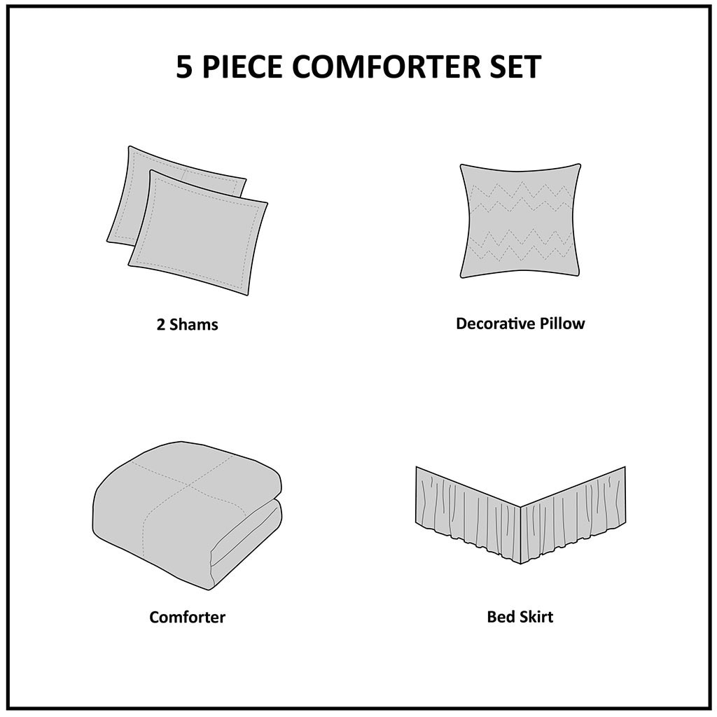 Celeste White Microfiber King Comforter Set with Ruffles