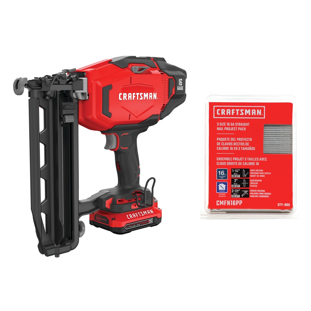 CRAFTSMAN V20 2.5 Gauge Cordless Nailer & 900 ct. Straight Coated Collated Finish Nails