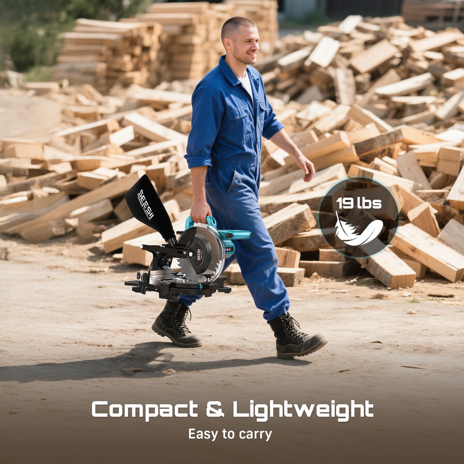 SeeSii Cordless Sliding Compound Miter Saw 8 Inch Single Bevel 