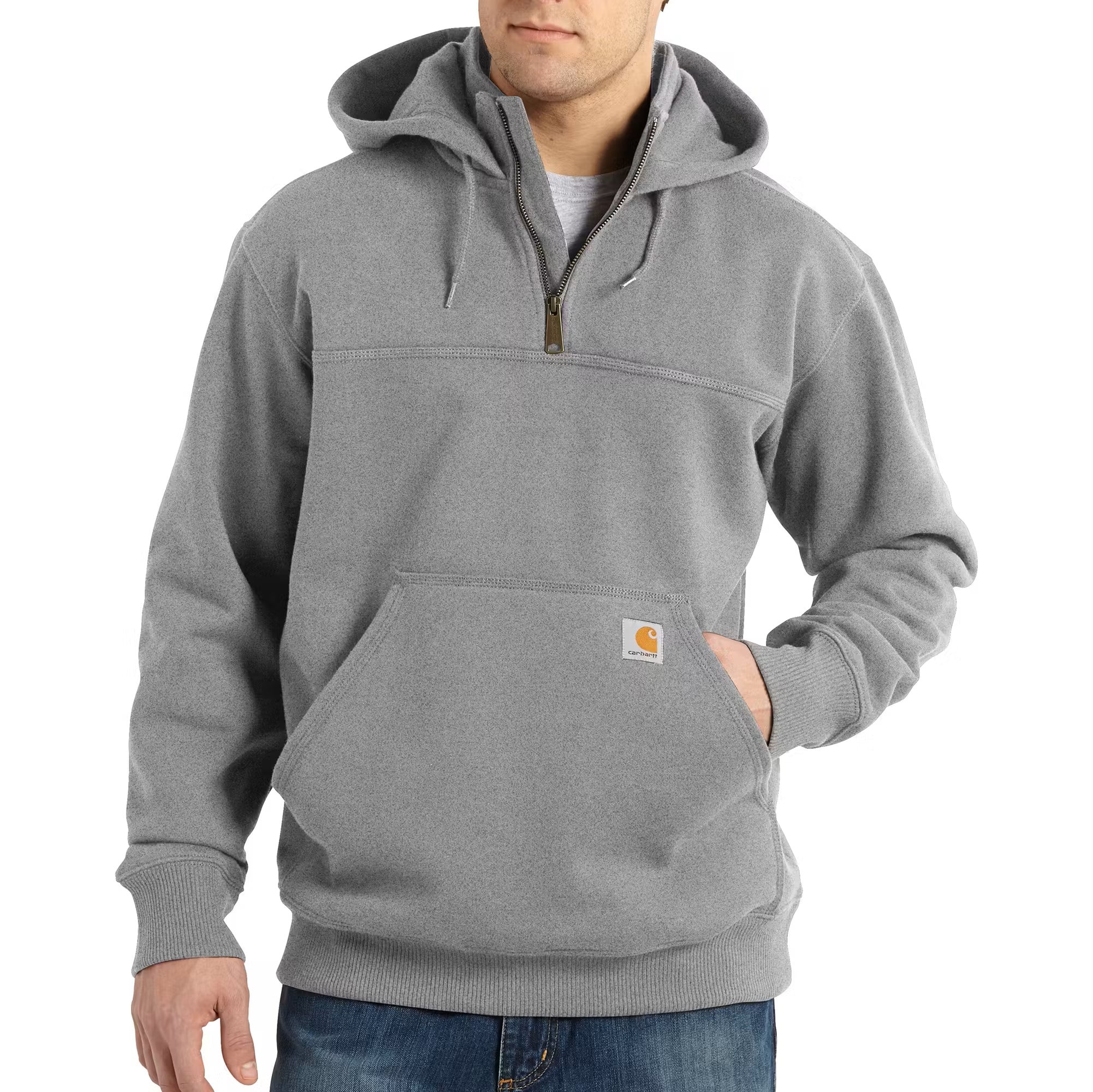 Carhartt 100617-034L Men's Gray Fleece Long sleeve Solid Hoodie ( Large )