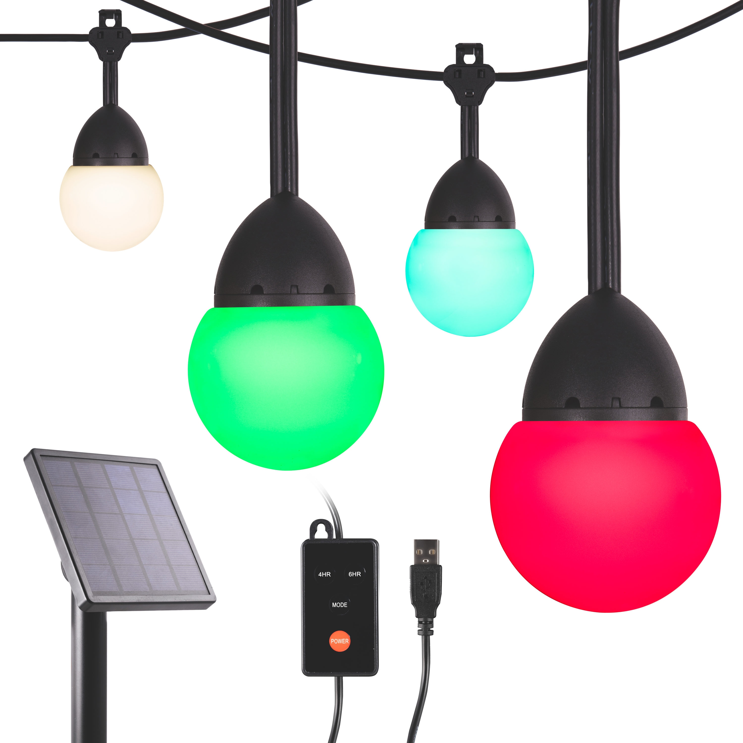 Solar Power 5 LED Hanging Fairy Light Bulb Garden Camping Night Lamp Xmas 