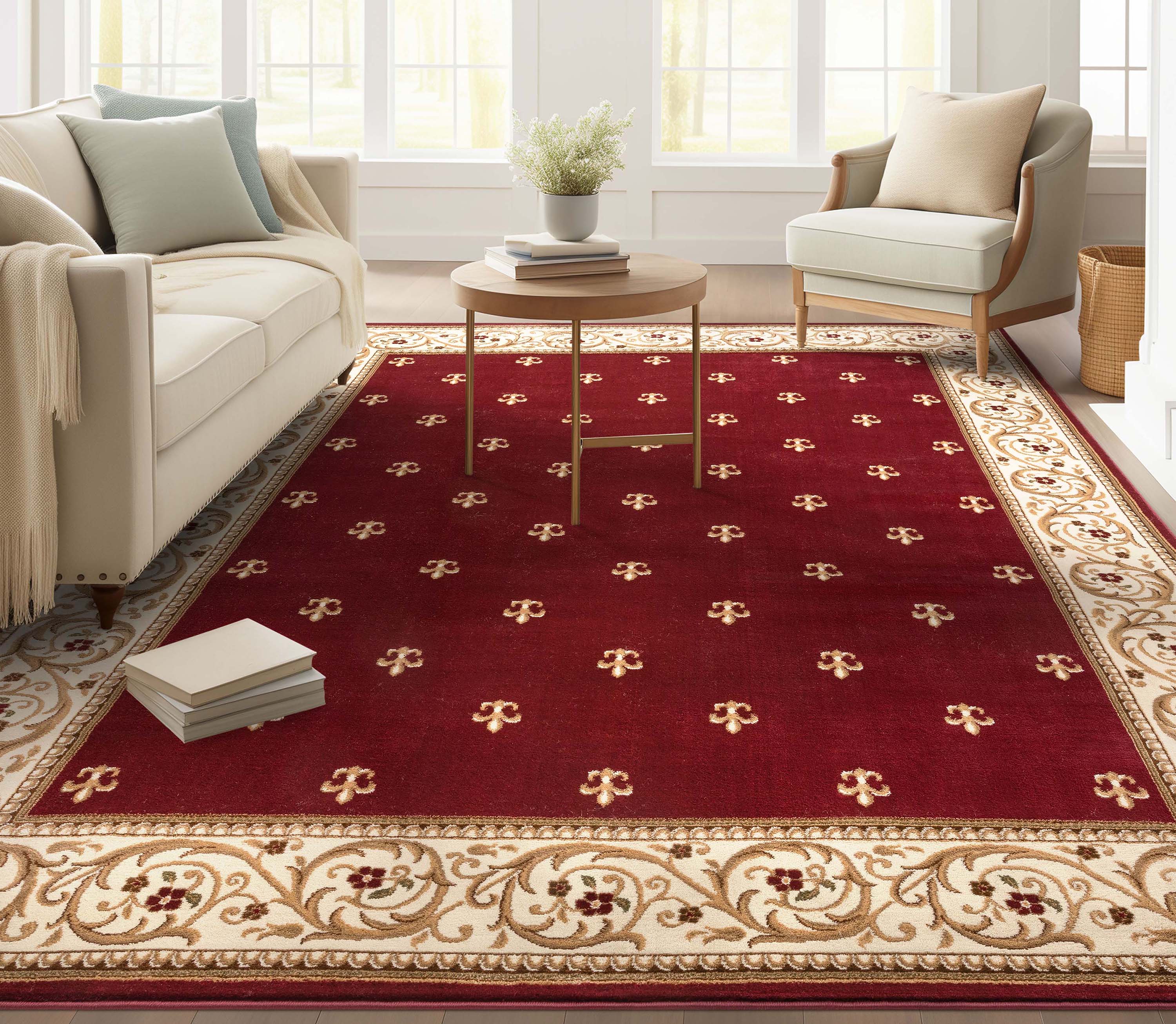 Well Woven 55000T Barclay 11 x 15 (ft) Red Rectangular Indoor Floral/Botanical Vintage Pet Friendly Area rug