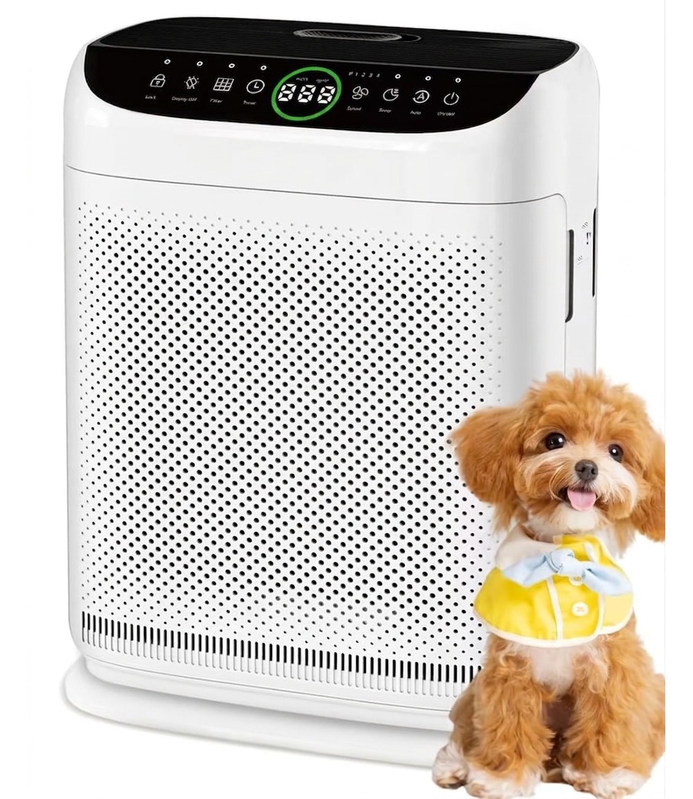 Anqtovp Air Purifier Large Room Up to 3000 Sq Ft Double Air Intake HEPA Filter Washable Pre Filter PM25 Sensor Remote 15dB Sleep Mode 1 Piece #LAN0427U06