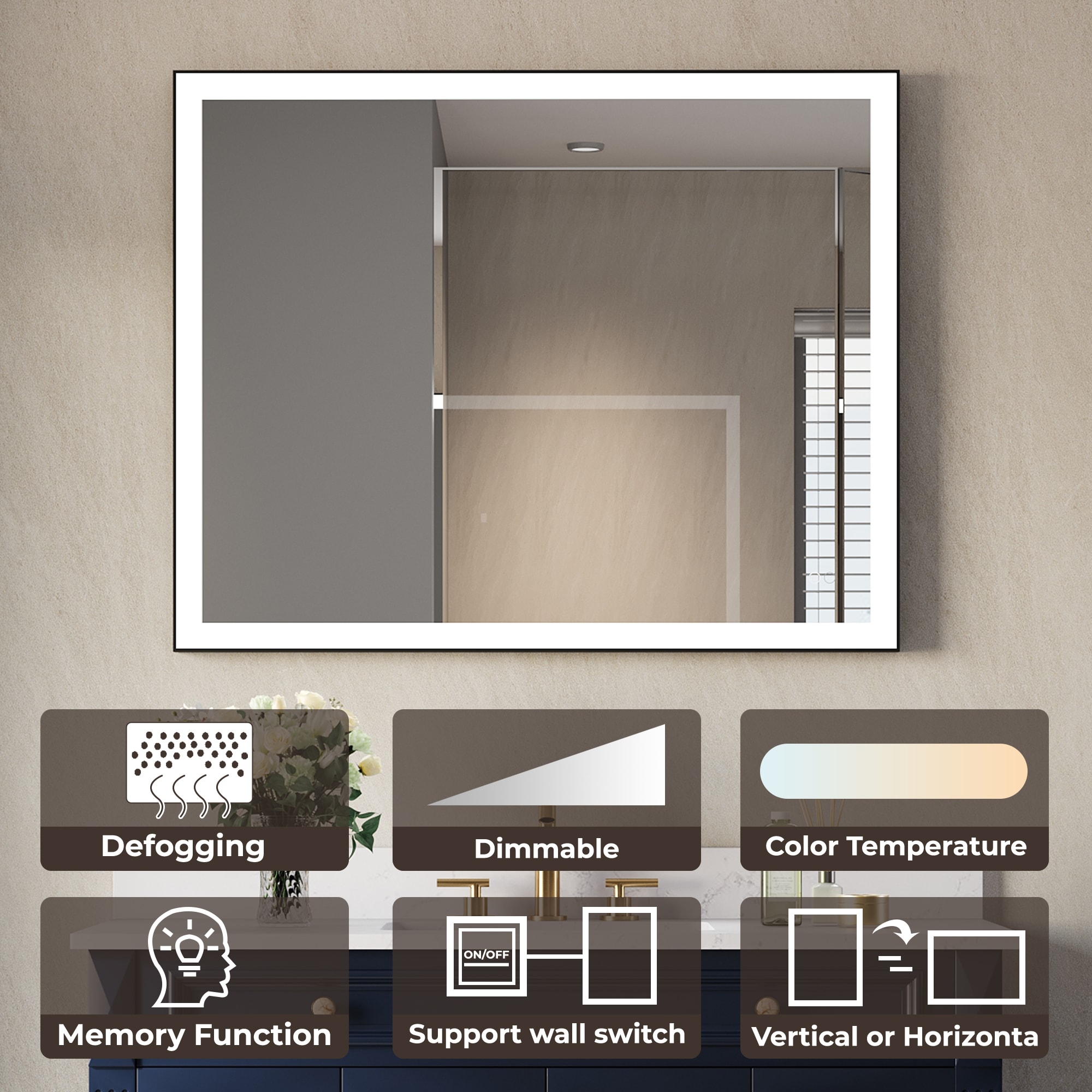 Forclover MEAM-5F4836MB Framed-Bath-Mirrors - View #3