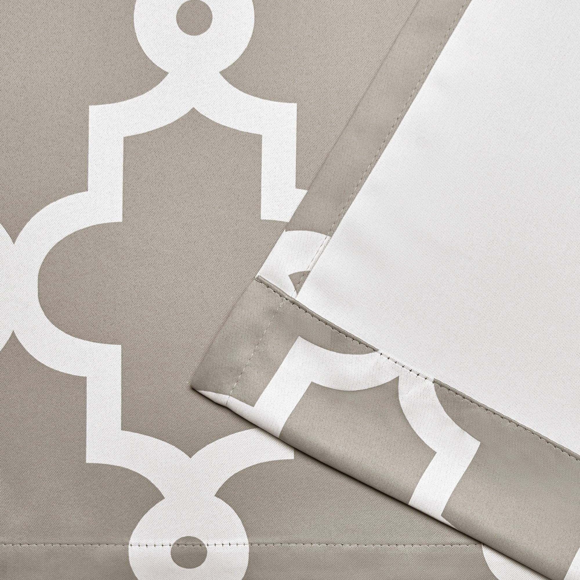 Silver and White Geometric Blackout Grommet Curtain Panels