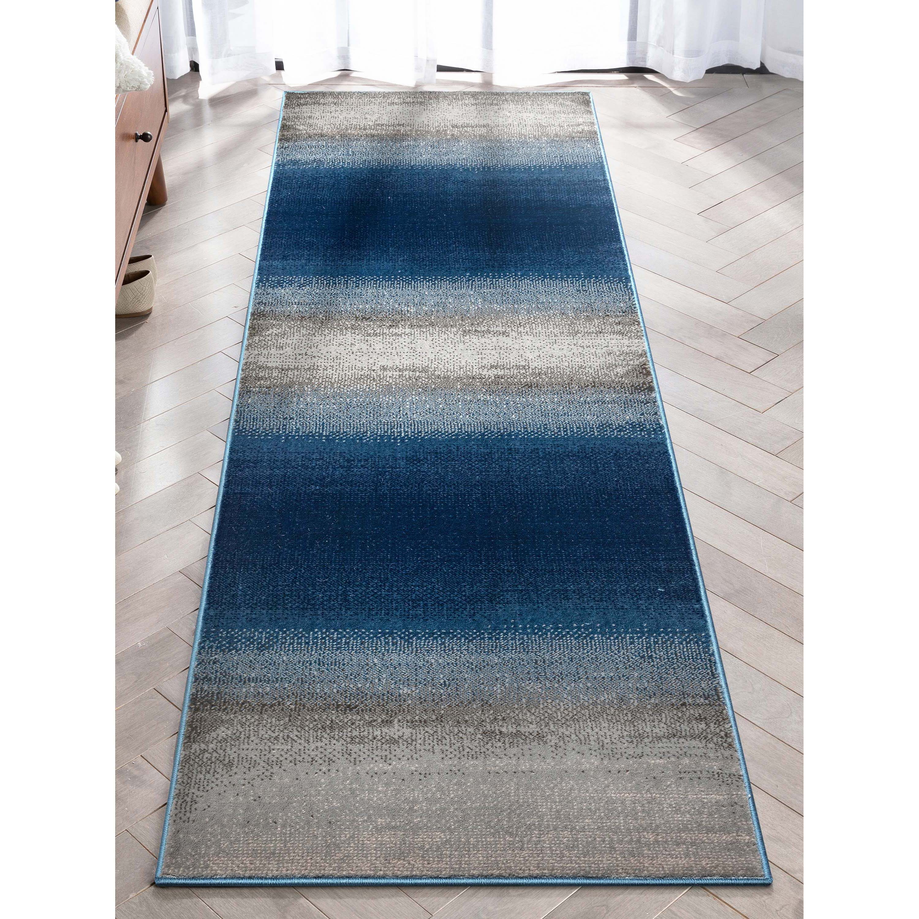 Well Woven 549542 2 x 8 (ft) Loomed Polypropylene Blue Rectangular Indoor Abstract Mid-Century Modern Runner rug