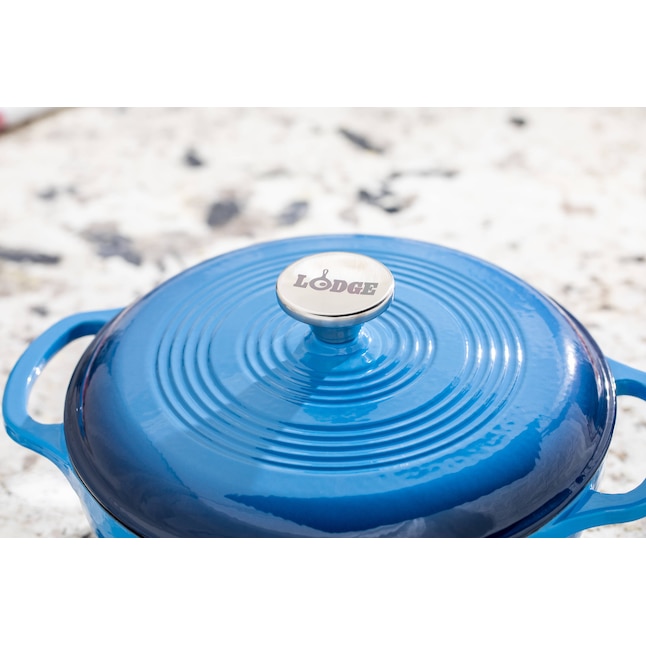 Lodge Cast Iron Blue Cast Iron Dutch Oven with Lid - 3 Quart Capacity -  Oven Safe - Induction Compatible - Includes 6 Pot Protectors in the Cooking  Pots department at